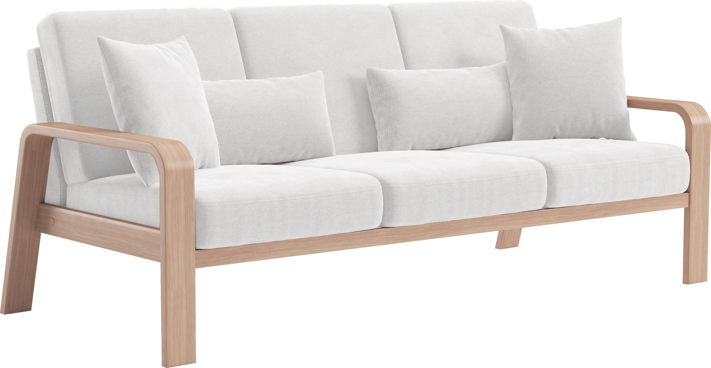 sit&more 3-Sitzer »Kolding«, Armlehnen aus Buchenholz in natur, verschiedene Bezüge und Farben