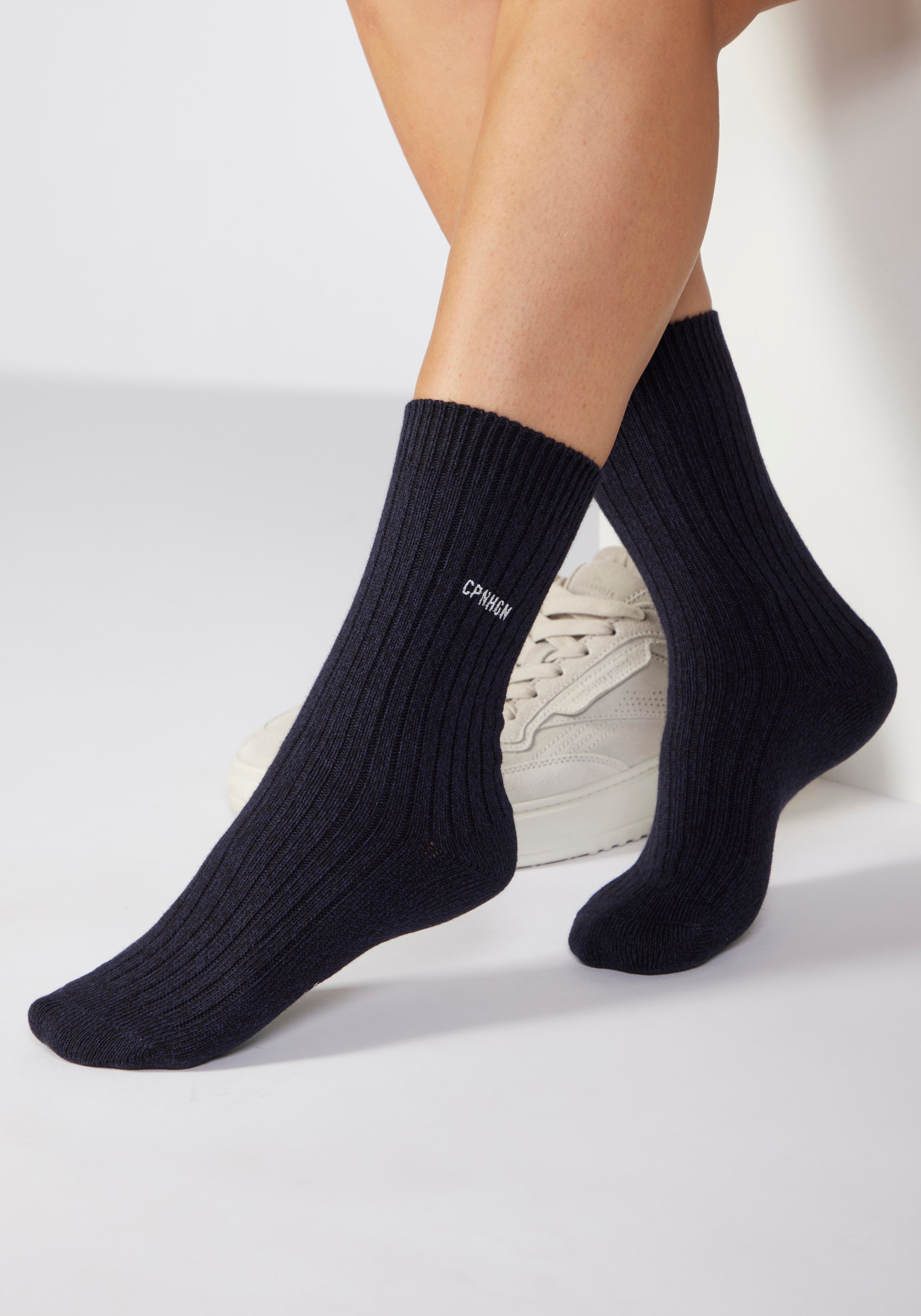Copenhagen Studios Basicsocken 1 Paar tlg. gerippt mit Logo Stickerei