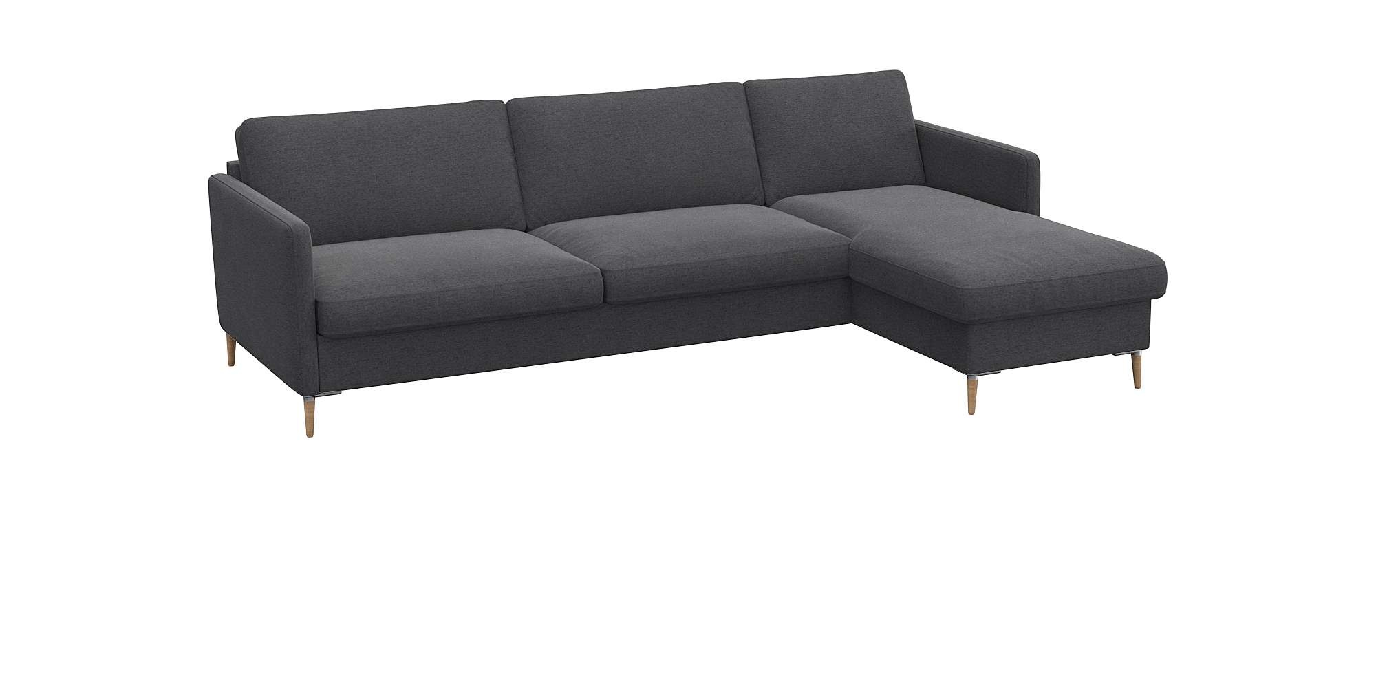 FLEXLUX Ecksofa »Fiore, super Sitzkomfort durch Kaltschaum im Sitz, L-Form«, schmale Armlehnen, Füße Alu+ Eiche