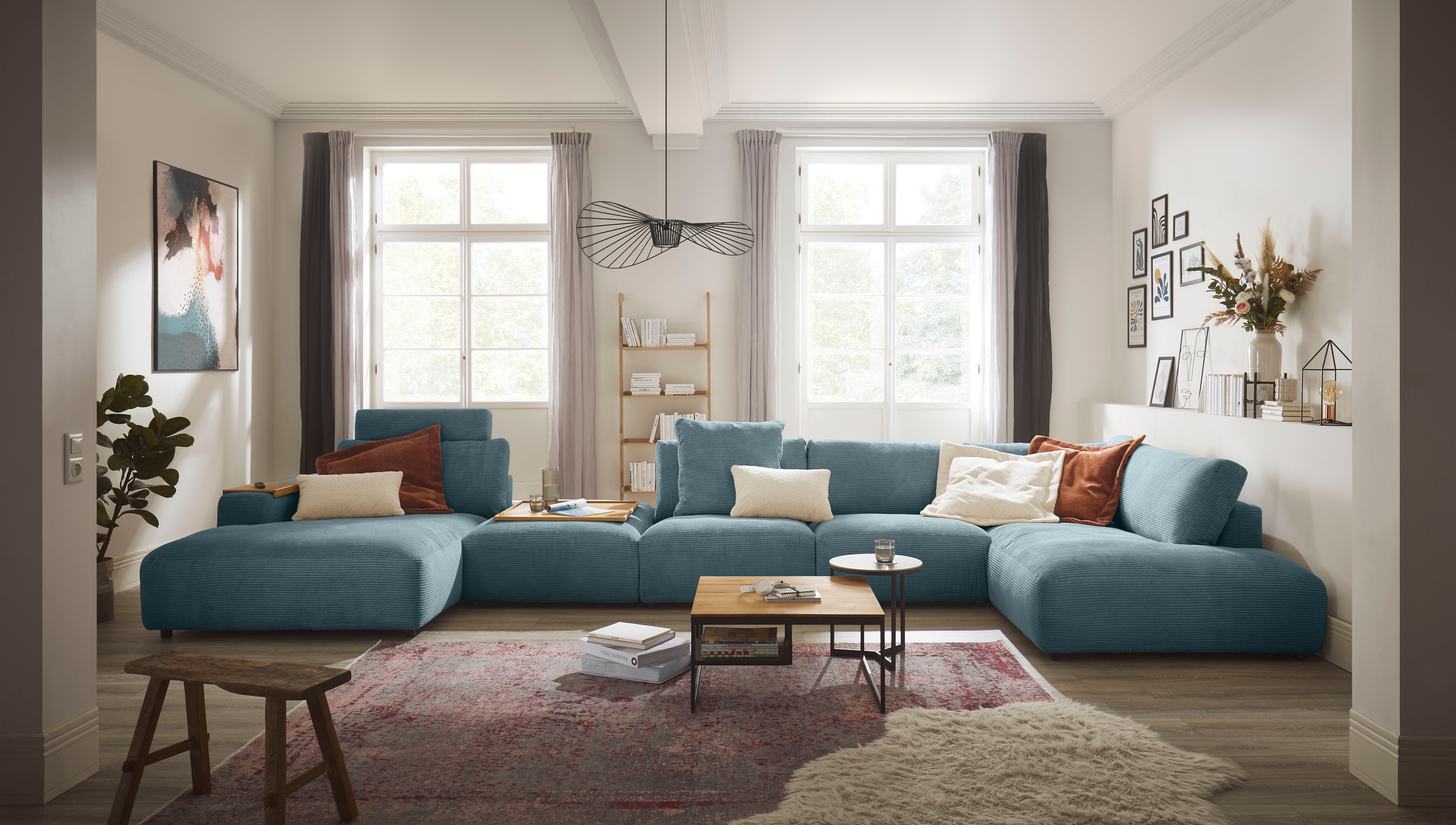 Musterring Wohnlandschaft "Lucia bequem und viel Platz, U-Form" Cord-Bezug, inklusive Kopfstütze, Gesamtbreite 524 cm