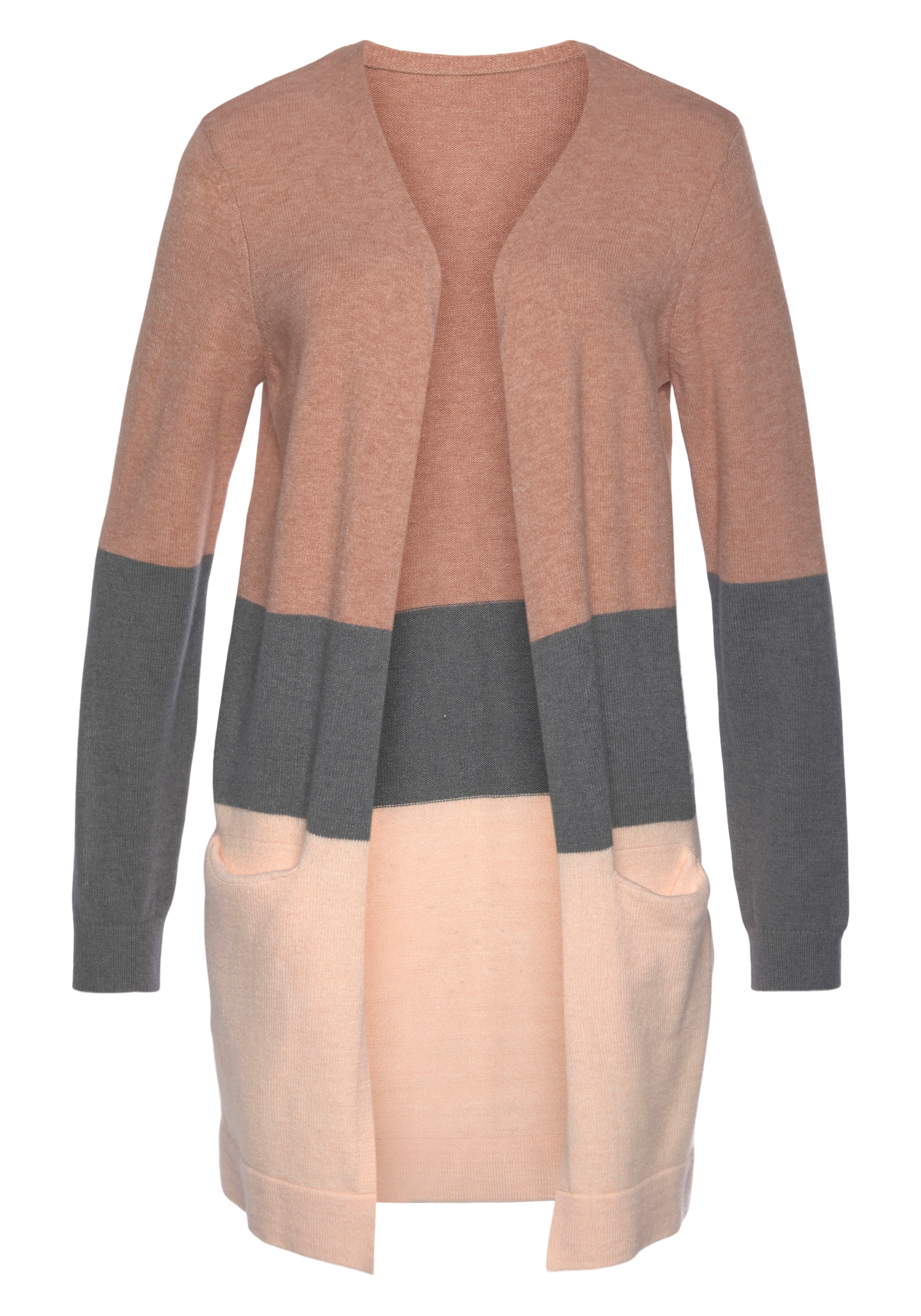 Vivance Cardigan, mit Colorblock-Optik und Taschen, lange Strickjacke