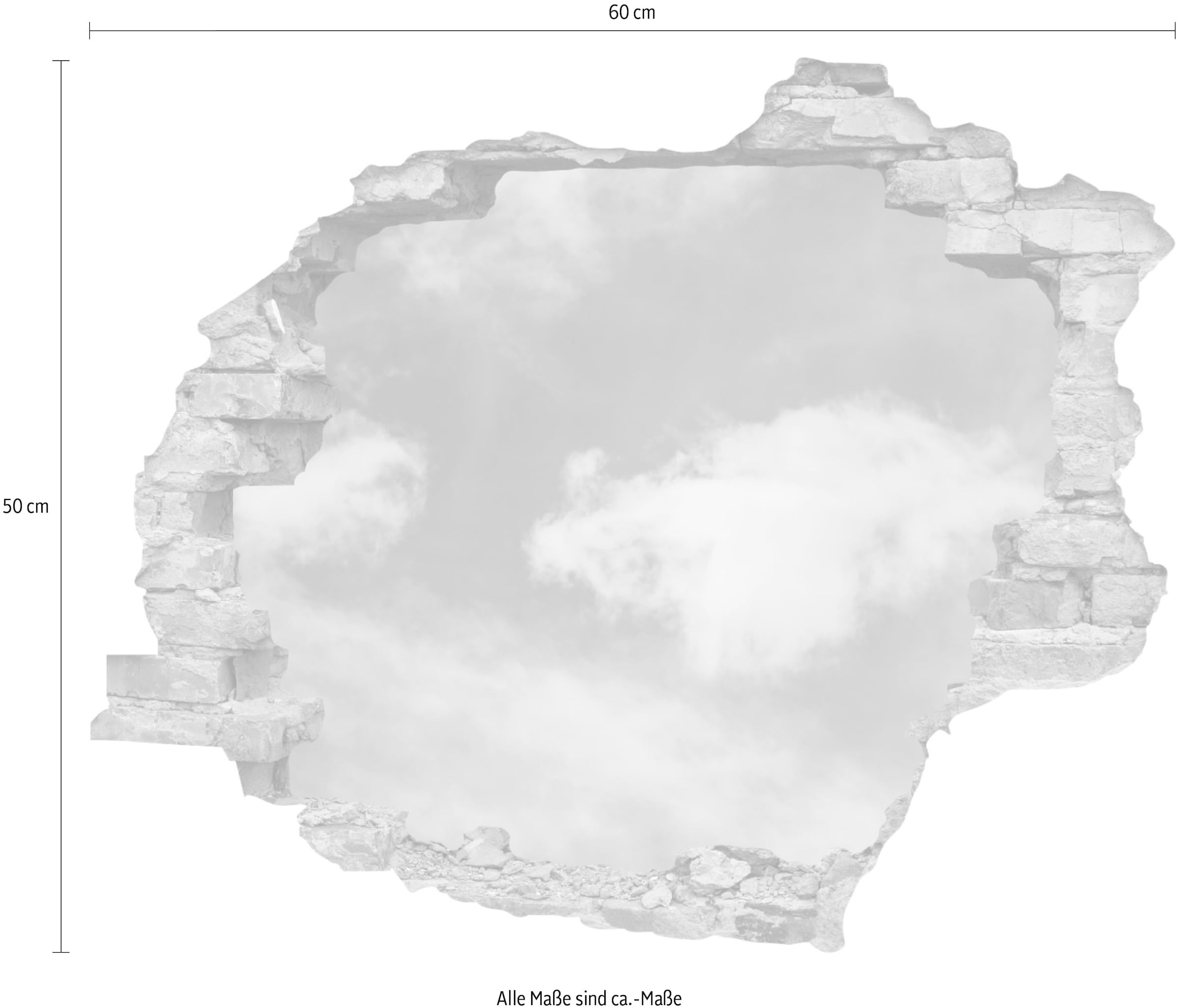 queence Wandtattoo »Wolken«, (1 St.), Wandsticker, Wandbild, selbstklebend, 3D, Wanddurchbruch