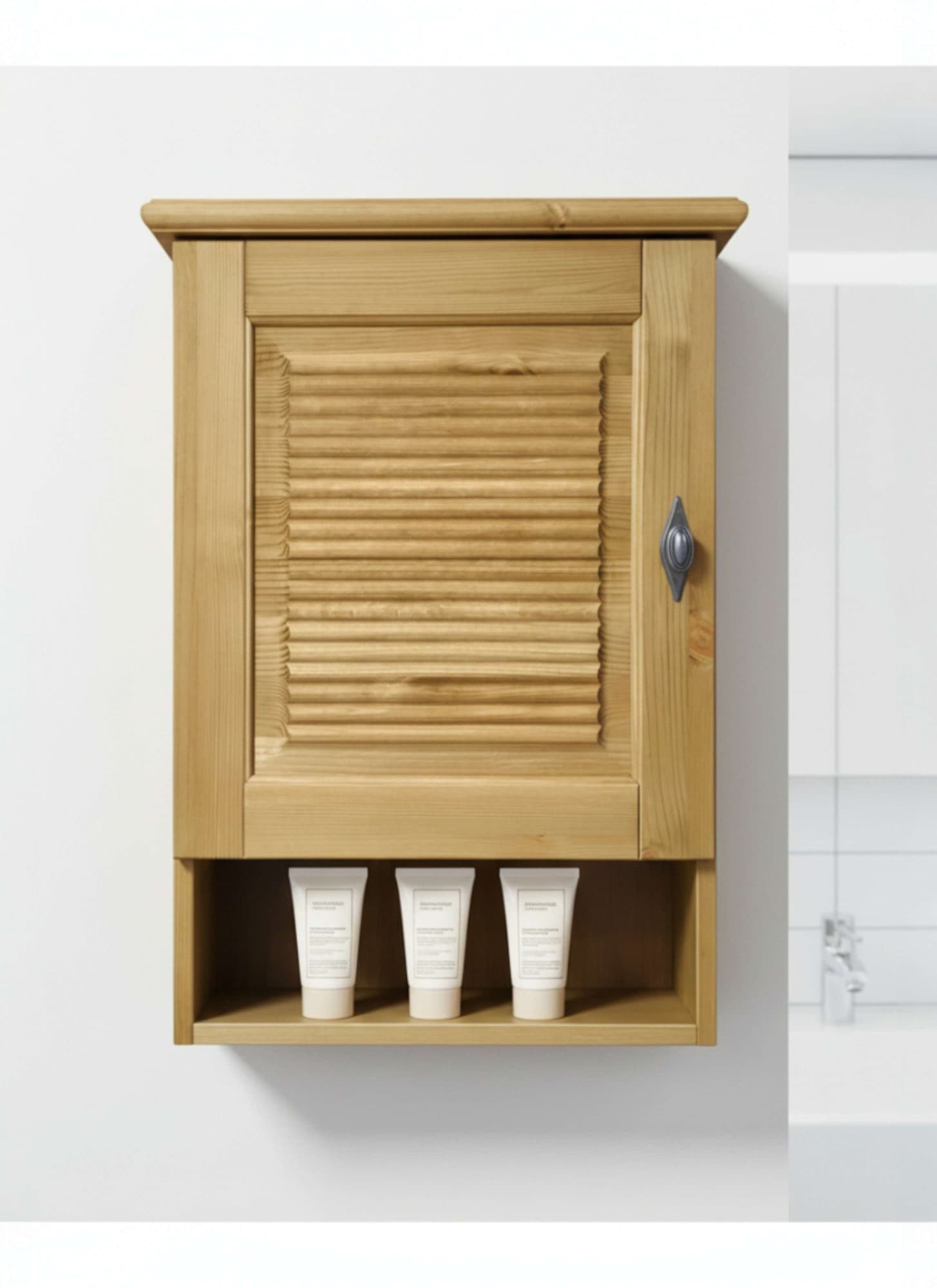 OTTO home Hängeschrank »Rauna« aus massiver Kiefer, Breite 44 cm, Rillenoptik, made in EU
