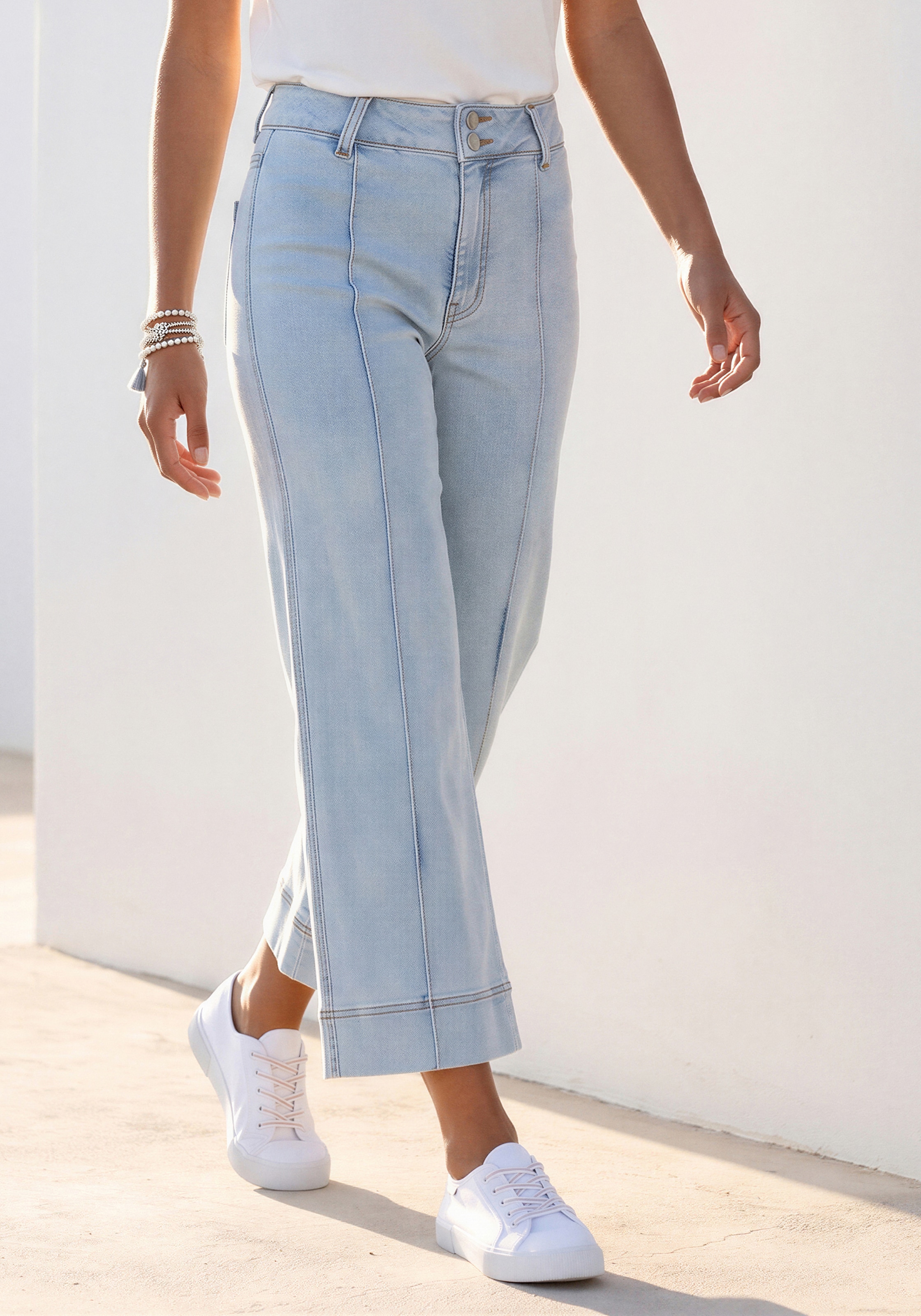 LASCANA 7/8-Jeans »aus Baumwolldenim mit Stretch« Weite Ankle-Jeans