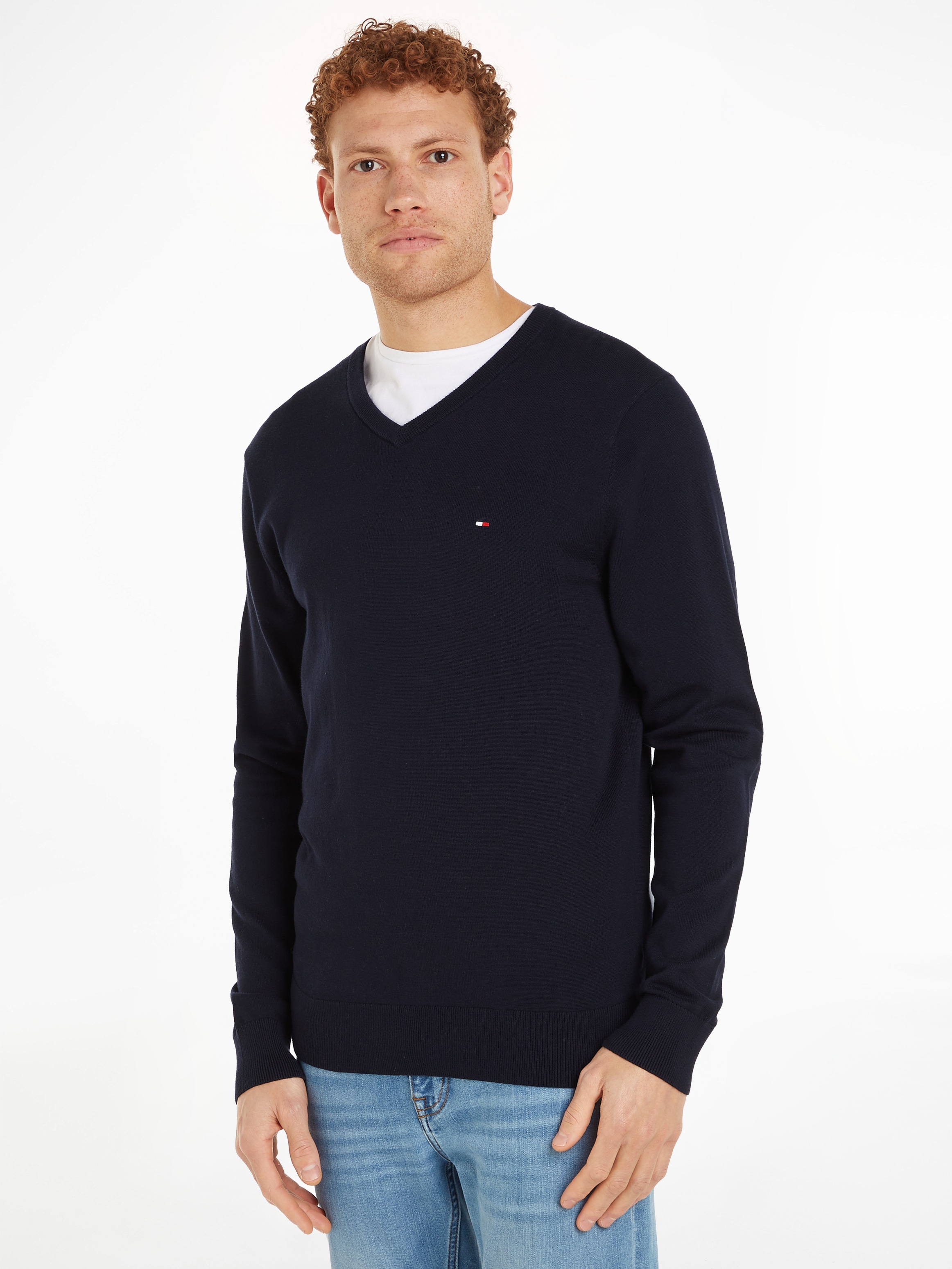 Tommy Hilfiger Strickpullover »ESSENTIAL COTTON V NECK«