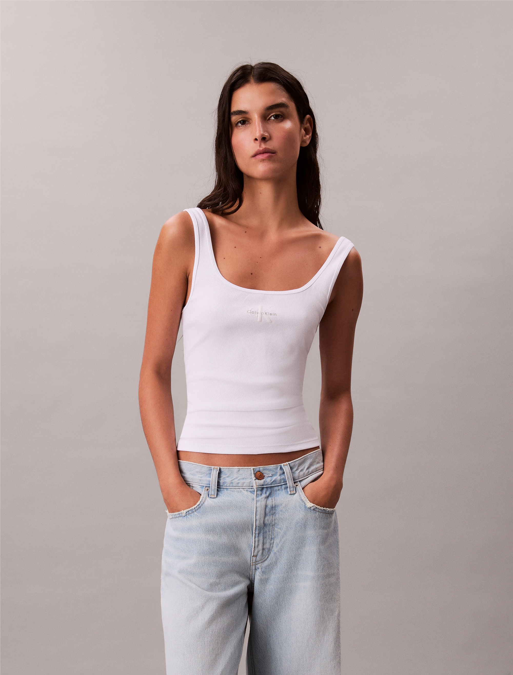Calvin Klein Jeans Tanktop "MONOGRAM SCOOP NK RIB TANK TOP", Mit Rundhalsau günstig online kaufen