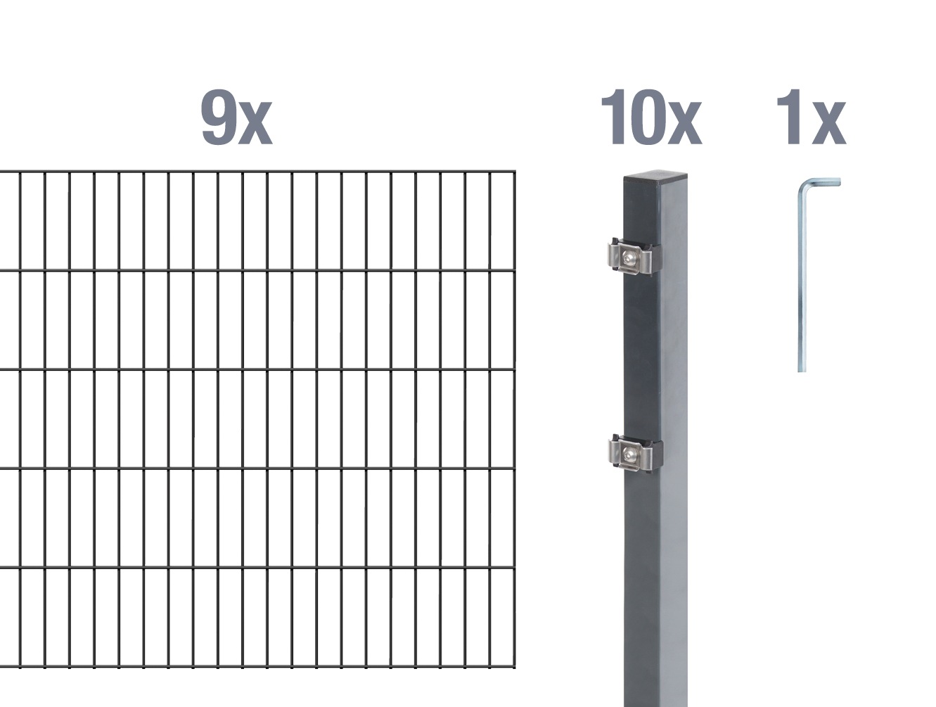 Alberts Doppelstabmattenzaun "Grundset" Höhe: 80-200 cm, Gesamtlänge: 4-30 m, zum Einbetonieren