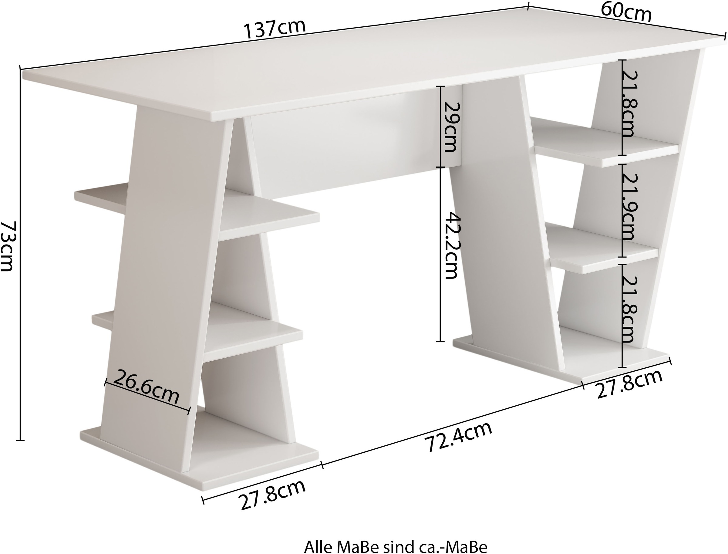 OTTO home Schreibtisch »Ezzell« Set,  Regalschreibtisch mit Ablagen, modernes Design, Breite 137 cm