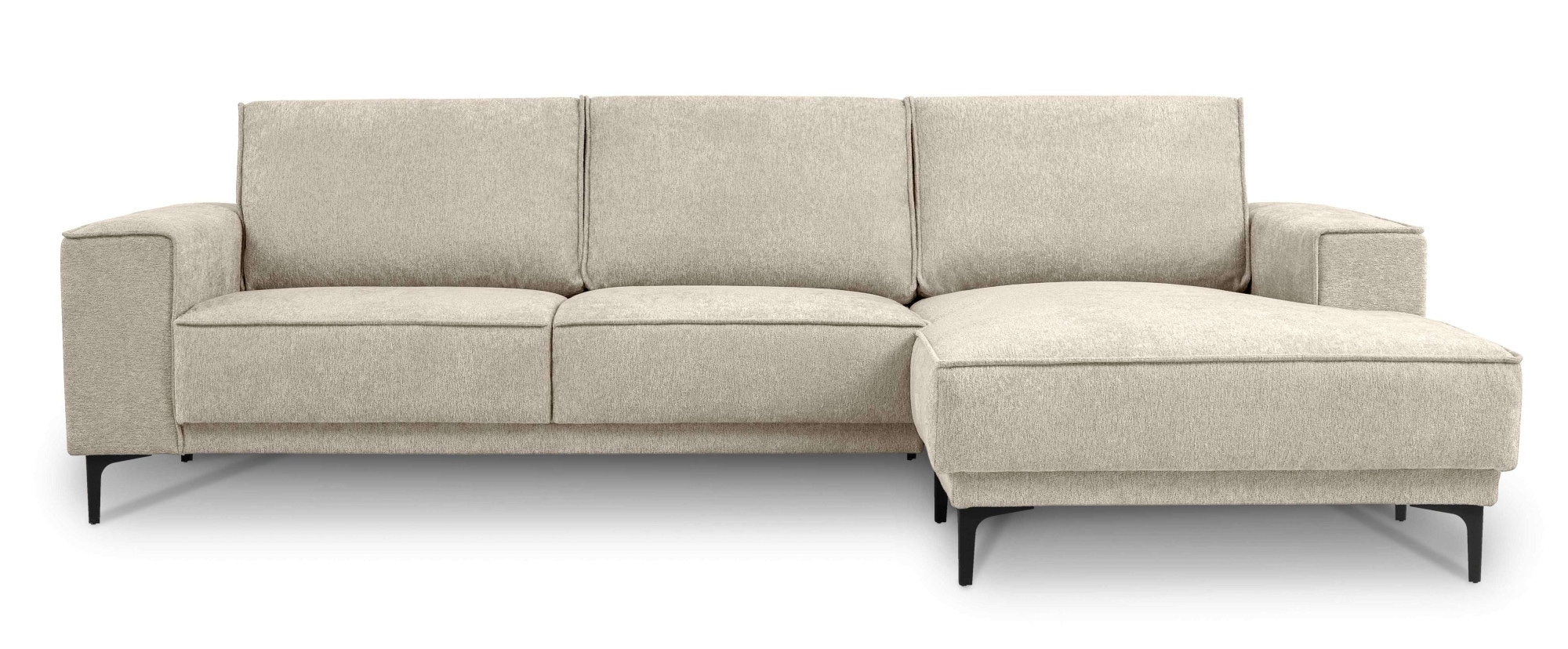 Places of Style Ecksofa »Polsterecke Oland, Struktur, Flachgewebe, Luxus-Microfaser, Boucle«, L-Form, 280 cm, Wellenunterfederung, Skandi-Design, Metallfüße