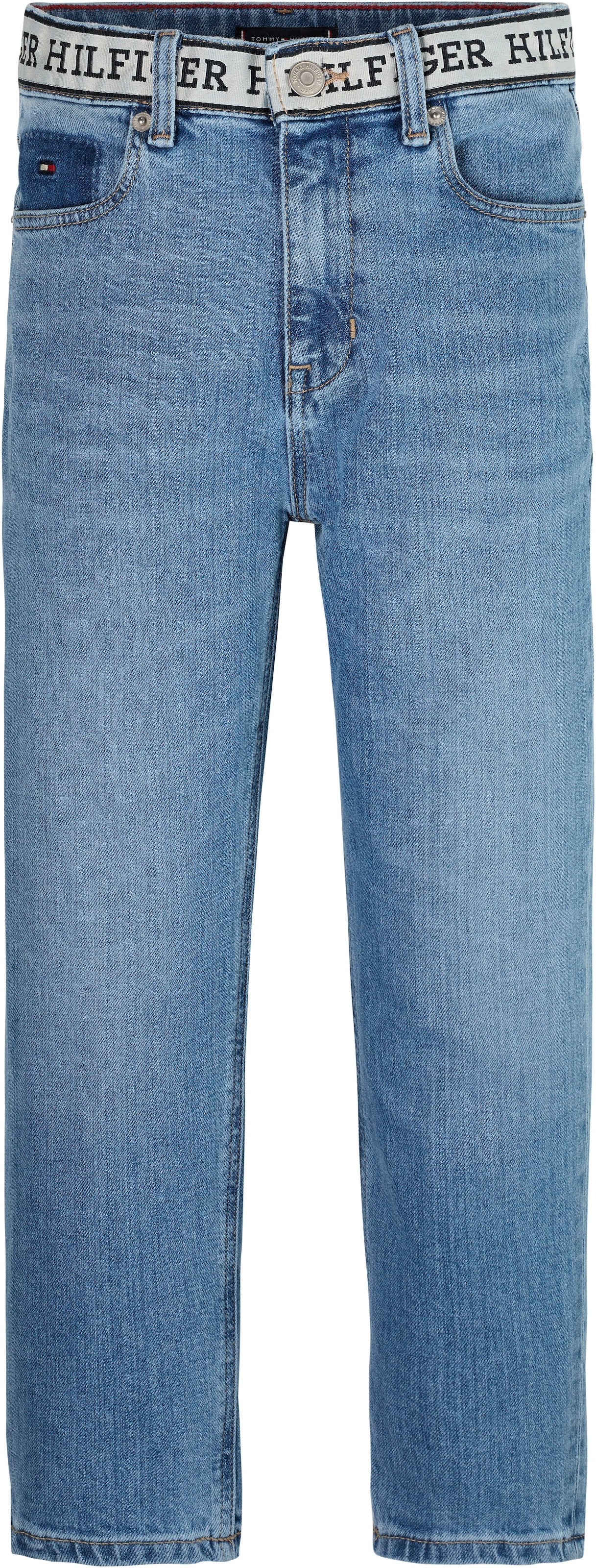 Hilfiger WASH«, BAUR am mit MID »ARCHIVE Tommy bestellen RECONSTRUCTED Straight-Jeans Bund online | Logoschriftzug