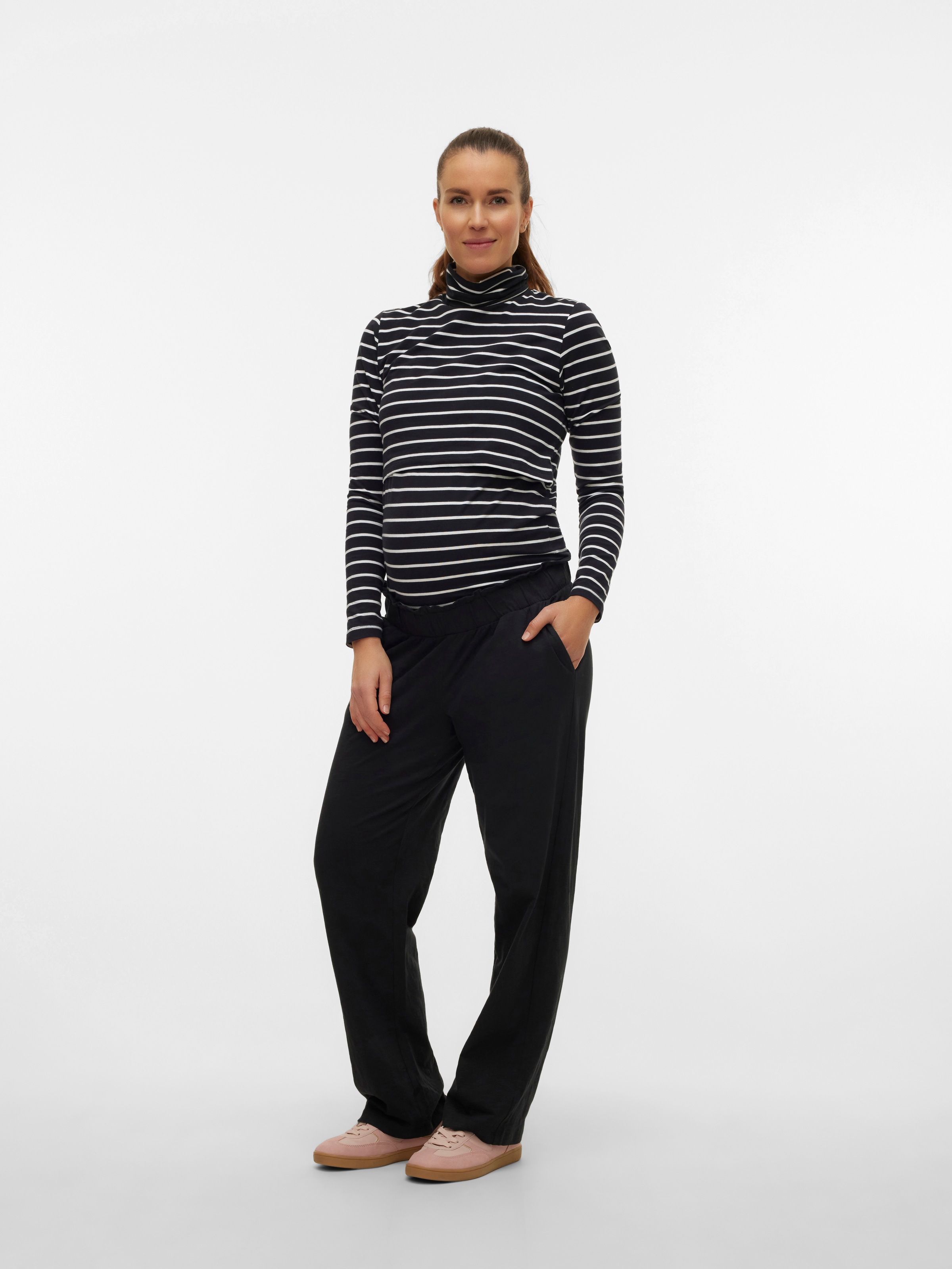 Schlupfhose MAMALICIOUS "MLIVY JRS PANTS NOOS", Damen, Gr. S (36), N-Gr, schwarz, Jersey, Obermaterial: 100% Baumwolle, unifarben, loose fit lang, Hosen Schlupfhose, Sommerhose 3
