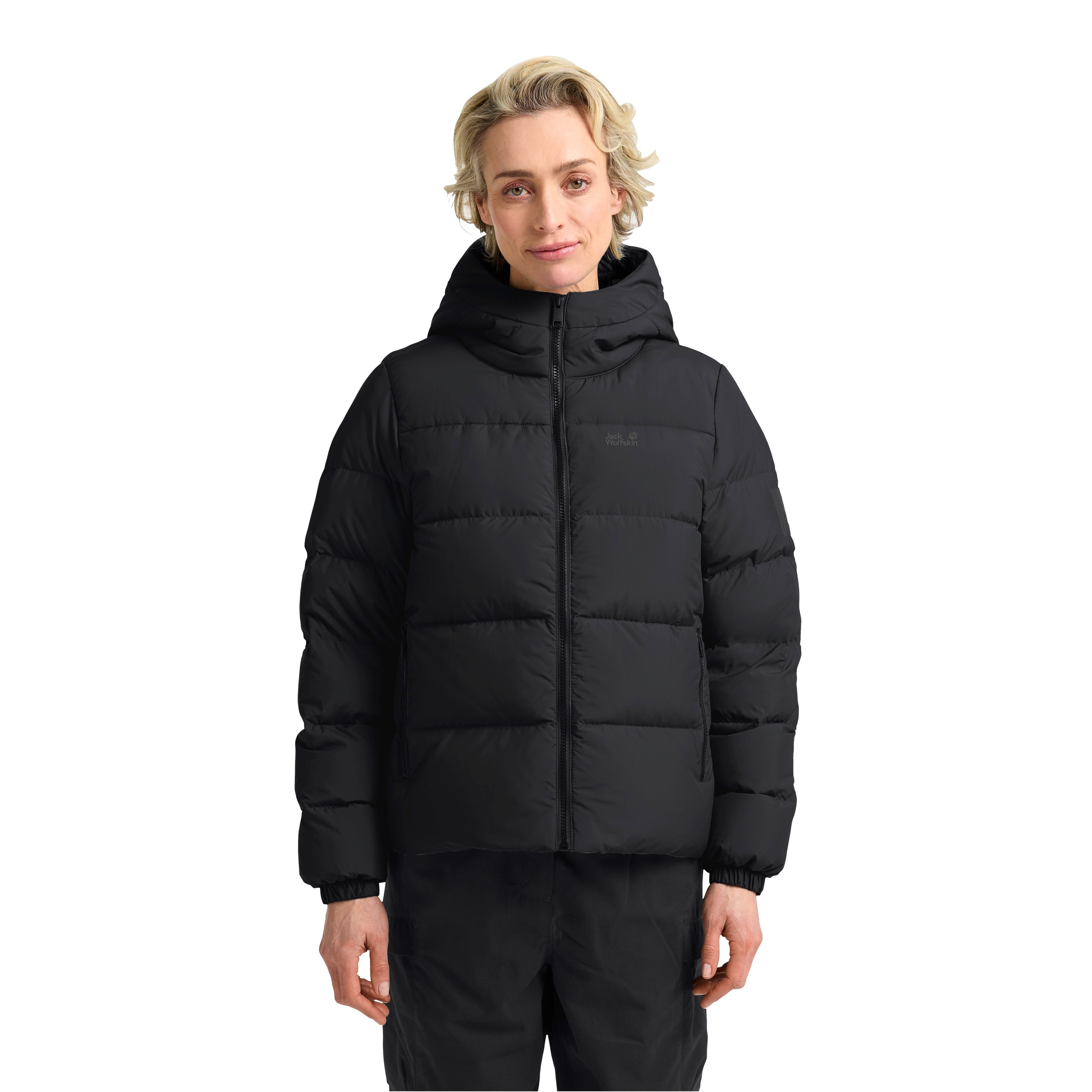 Jack Wolfskin Daunenjacke "Frozen Palace Jkt W Rds" mit Kapuze mit Eingrifftaschen und Innentasche, winddicht, wasserabweisend