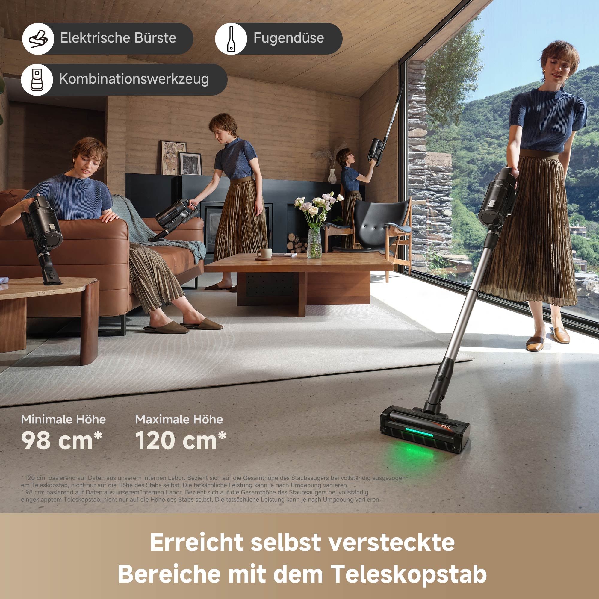 Mova Akku-Stielstaubsauger »G70 Complete« 99,9% Filterung, LED-Display