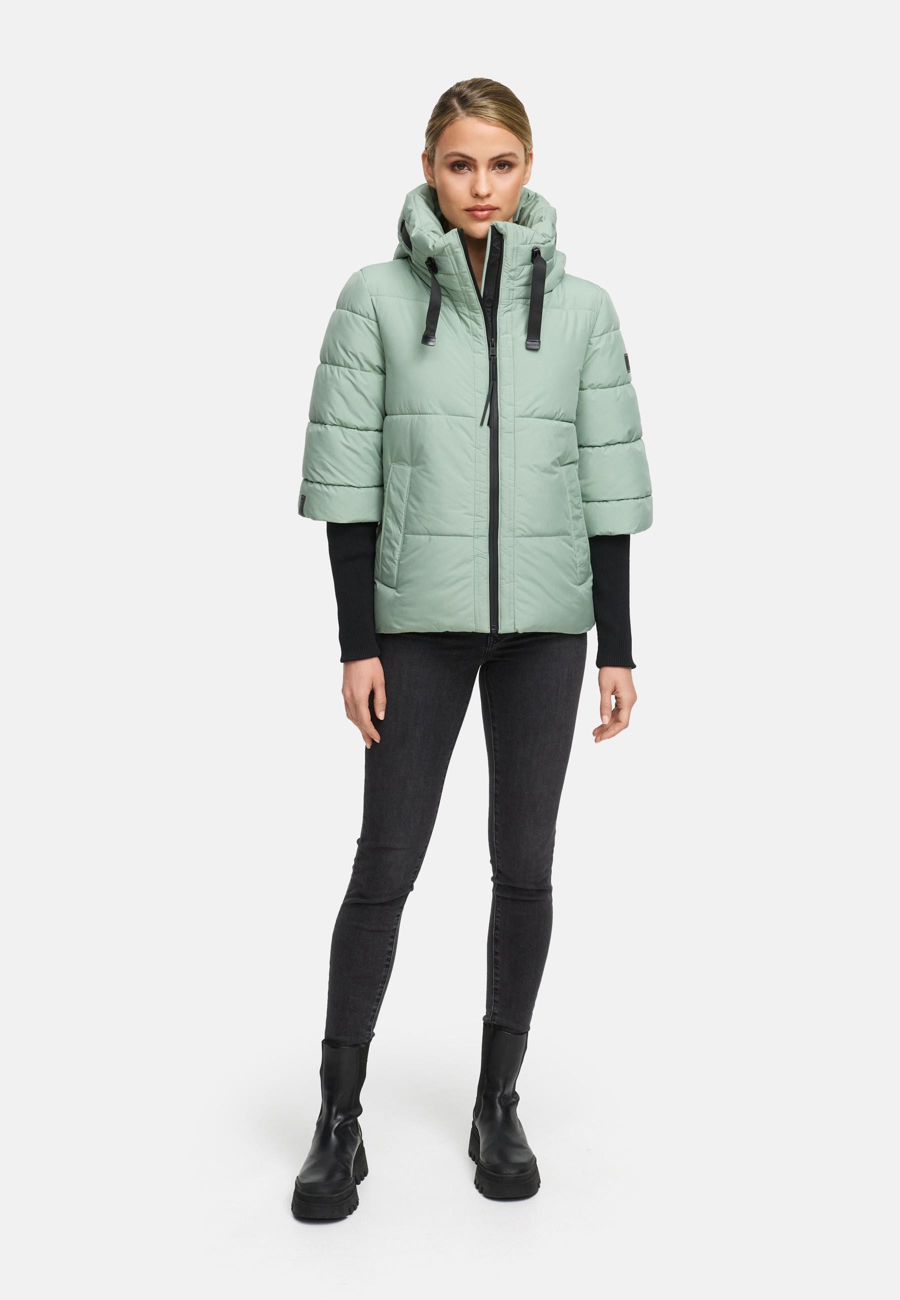 Navahoo Steppjacke »Lotusherz XIV«, mit Kapuze, Warme gesteppte Winterjacke mit Rippstrickärmeln