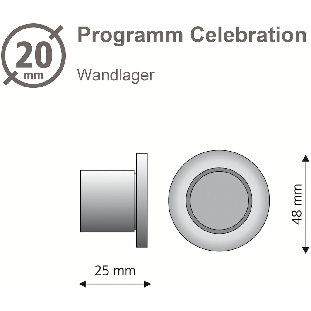 Liedeco Wandbefestigung »Wandlager, Wandhalter für 20 mm Gardinenstangen "Celebration"«, (1 St.)