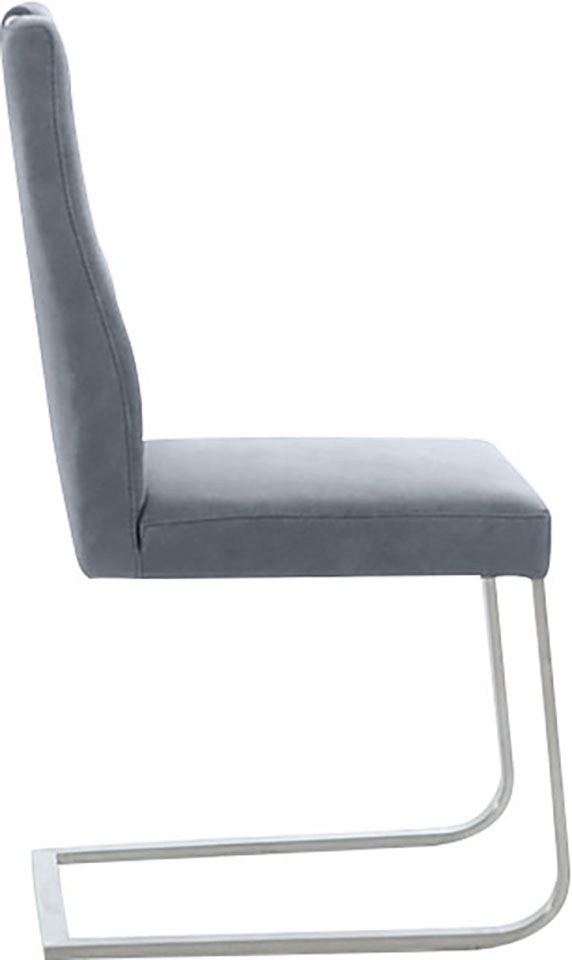 Freischwinger K+W KOMFORT & WOHNEN "6194", blau (blau 54, edelstahlfarbig), B:47cm H:100cm T:61cm, Stühle, Freischwinger, mit praktischem Griff oben am Rücken, Gestell aus Edelstahl 3