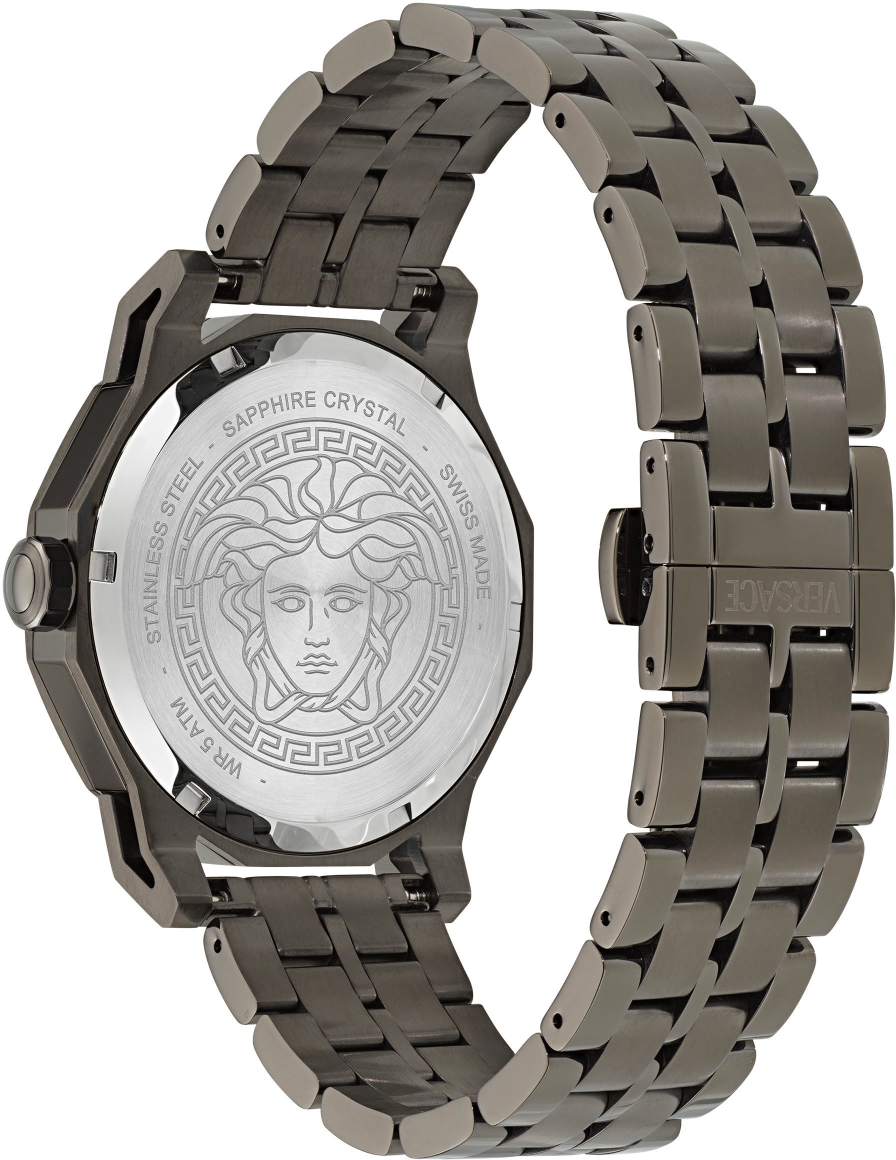 Versace Quarzuhr »MEDUSA DECO GENT«, Armbanduhr, Herrenuhr, Swiss Made, Saphirglas, Edelstahlarmband,analog