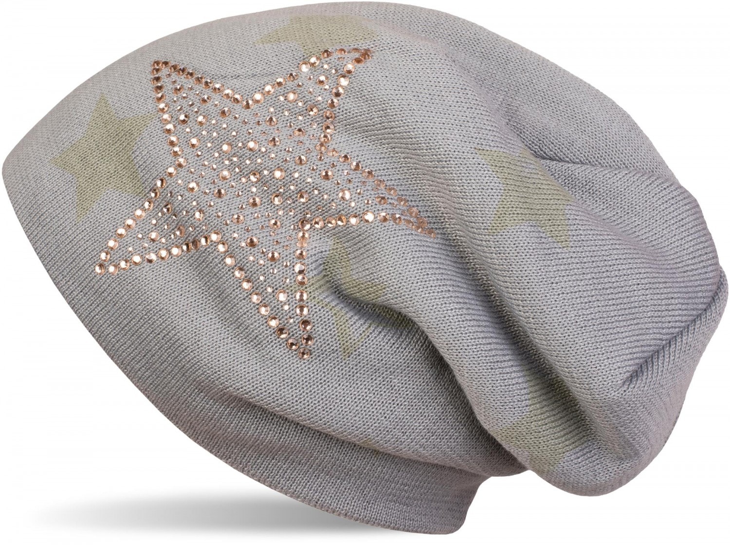 styleBREAKER Strickmütze "Feinstrick Beanie mit Strass Stern" 1 Stk.