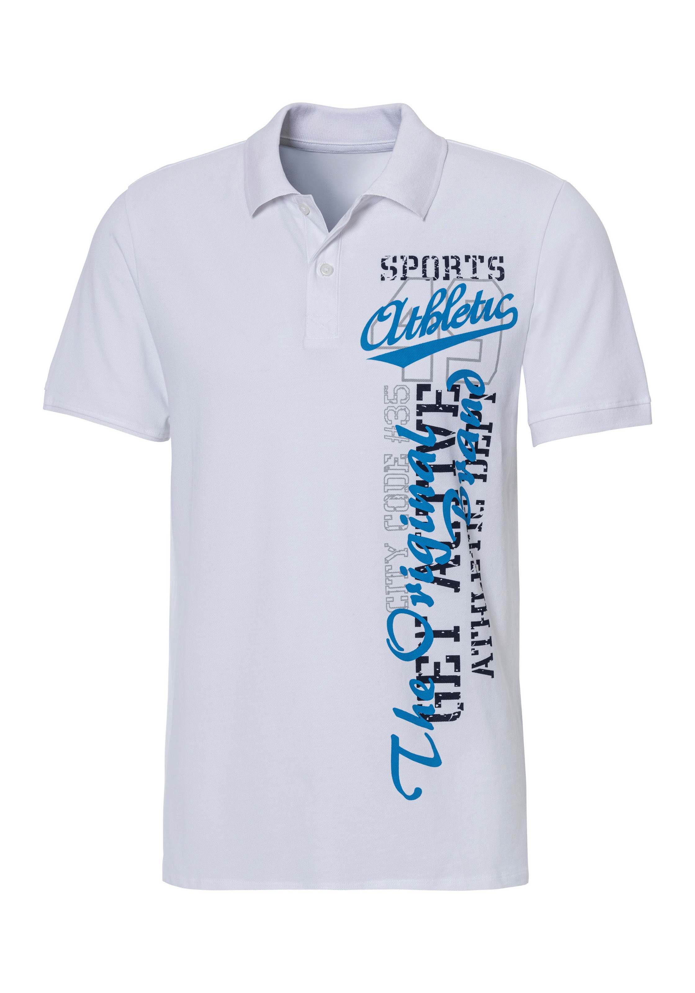 John Devin Poloshirt mit großem Druck vorn aus Baumwoll-Piqué günstig online kaufen