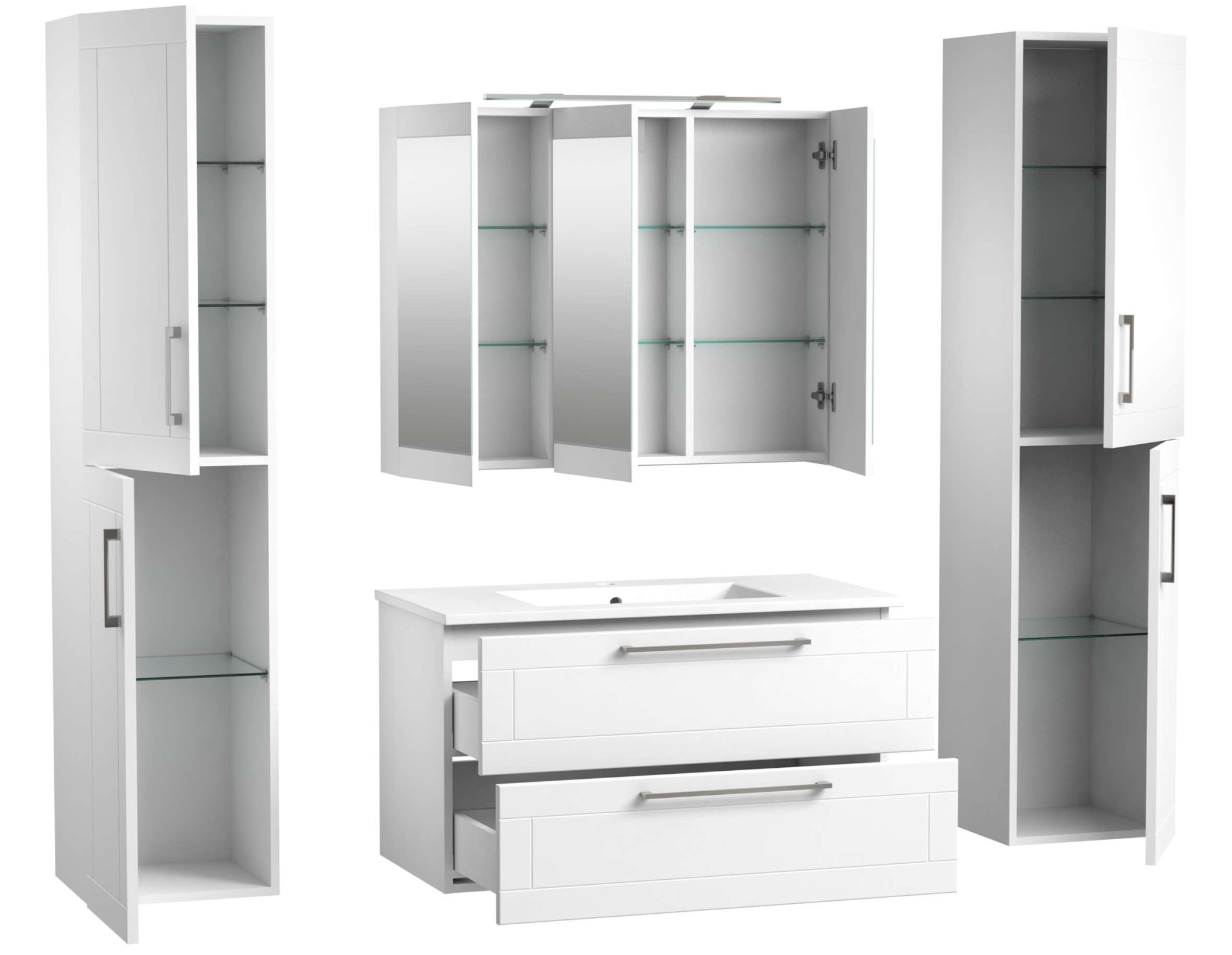 welltime Badezimmerspiegelschrank »Serena Retro«, FSC®-zertifiziertes Material, Breite 101,5 cm, mit LED-Beleuchtung