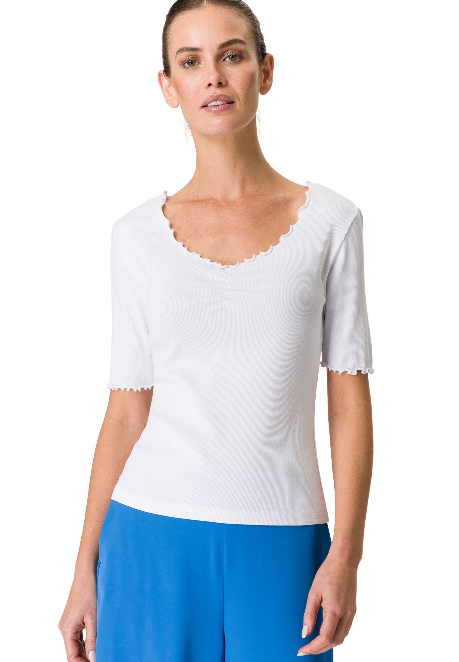 Zero 3/4-Arm-Shirt »zero Shirt mit Wellenkante«, (1 tlg.), drapiert /gerafft