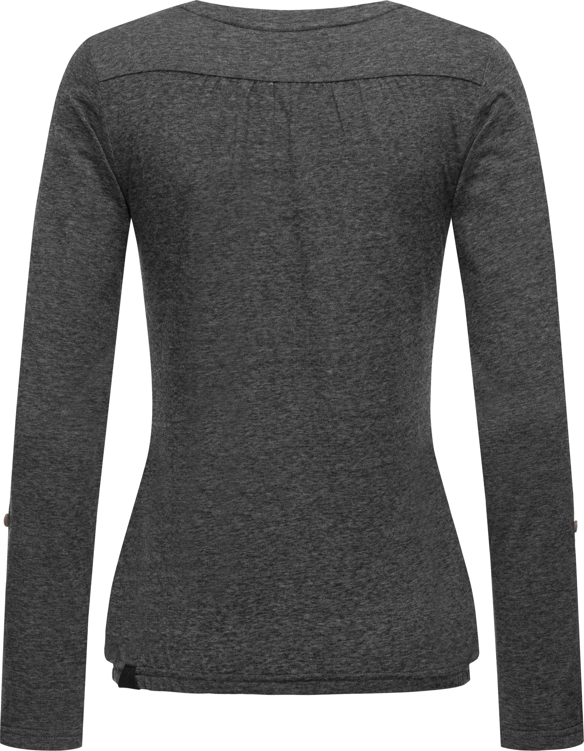 Ragwear Langarmshirt »Pinchi Melange«, Stylisches Damen Longsleeve mit Knöpfen