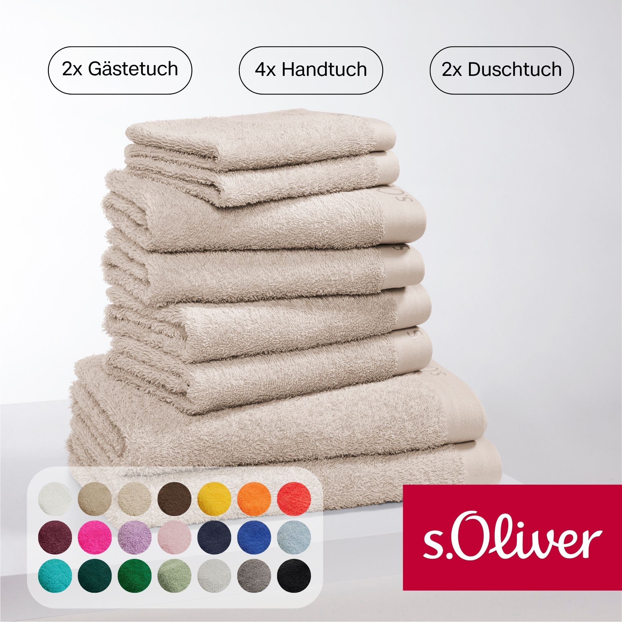 s.Oliver "s.Oliver, Premium Qualität, 600 gr/m²" Set 8 Stk. Walkfrottier 2 Gästetücher 30x50, 4 Handtücher 50x100, 2 Duschtücher 70x140