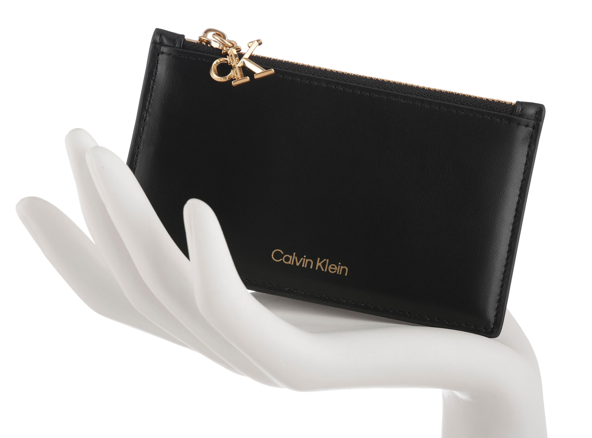 Calvin Klein Kartenetui »CK PULLER 6CC ZIP CARDCASE«, Kreditkartenetui mit CK-Anhänger