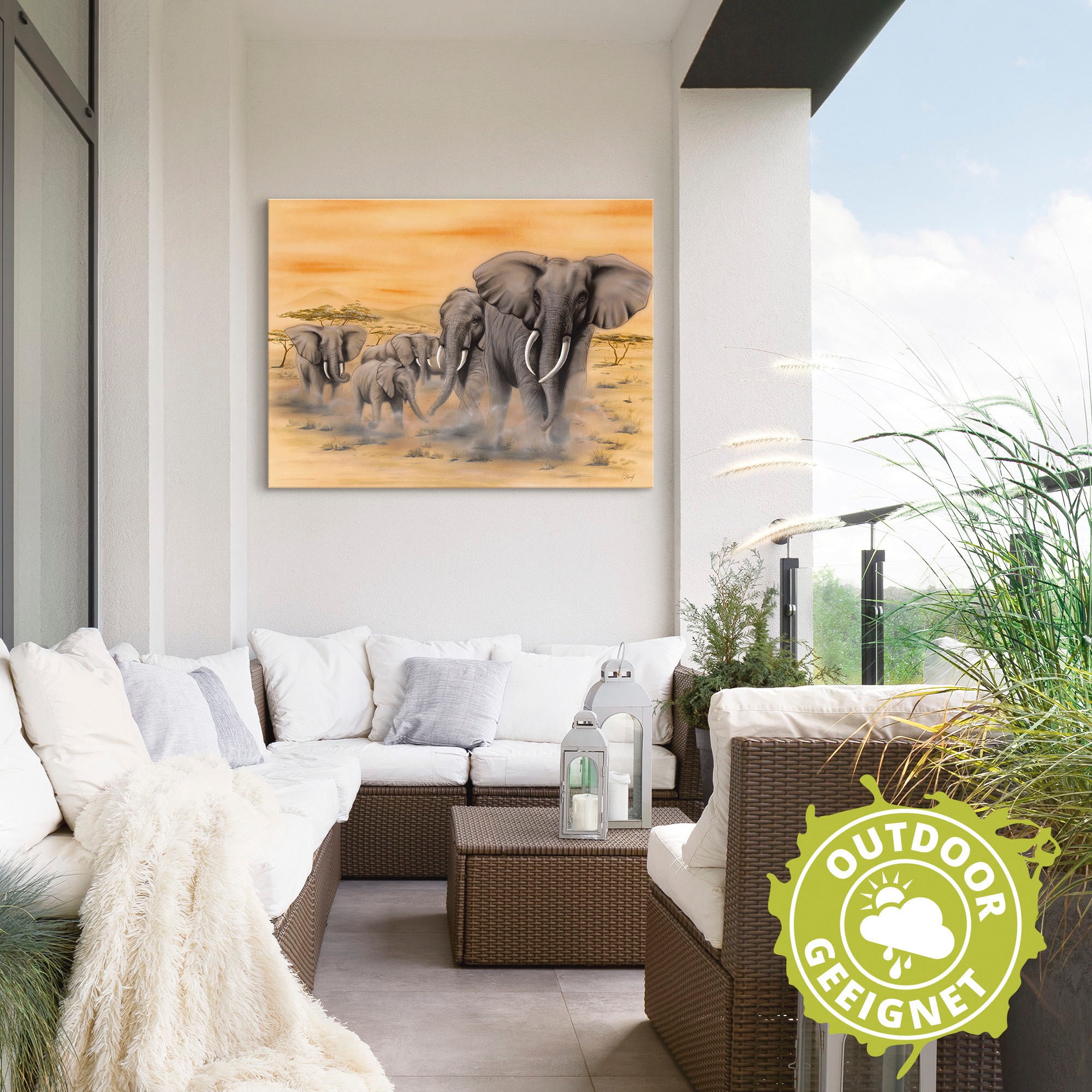 Artland Wandbild »Steppenelefanten«, Elefanten Bilder, (1 St.), als Alubild, Outdoorbild, Leinwandbild, Poster, Wandaufkleber