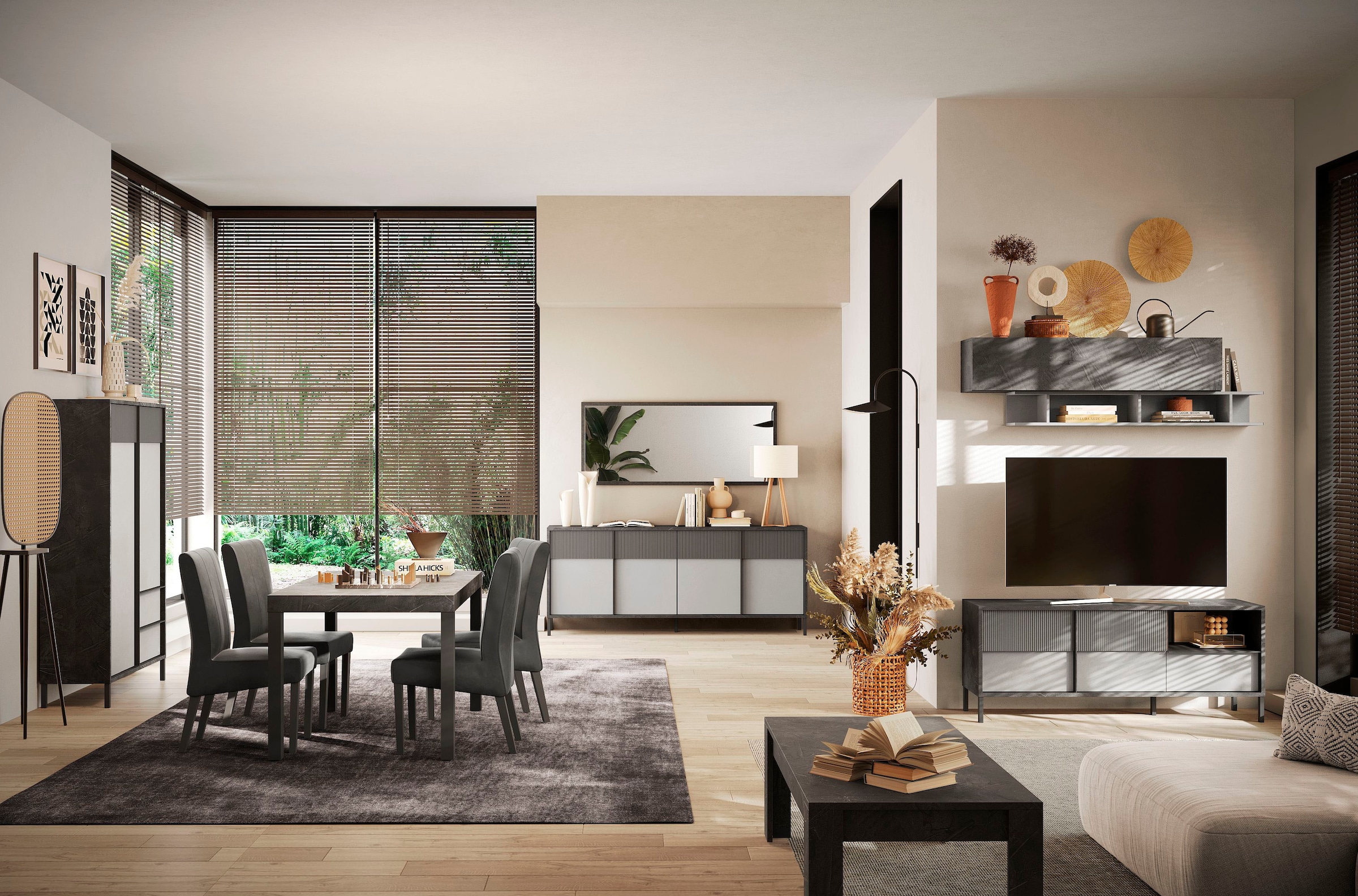 INOSIGN Highboard »Everest Höhe 177 cm, Kommode mit 2 Türen u. 2 Schubkästen«, Sideboard, Schrank, Soft/Self Closing, Korpus 22 mm