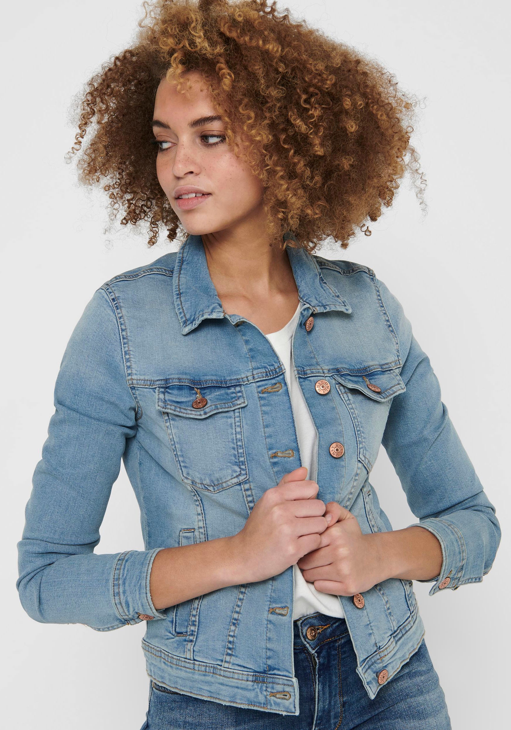 ONLY Jeansjacke "ONLTIA DNM JACKET LB BEX179 NOOS", in modischer Waschung