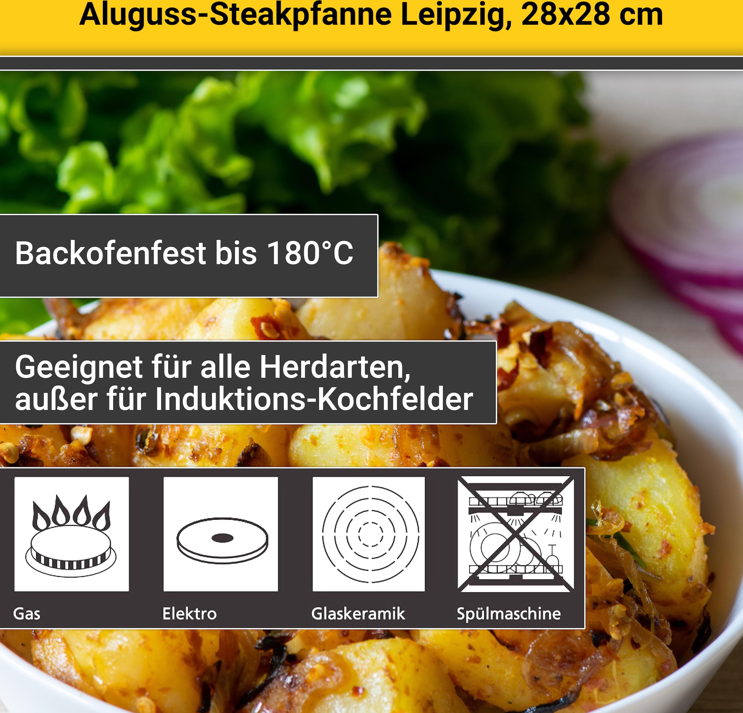 (1 | tlg.) Krüger Steakpfanne BAUR Aluminiumguss, »Leipzig«,