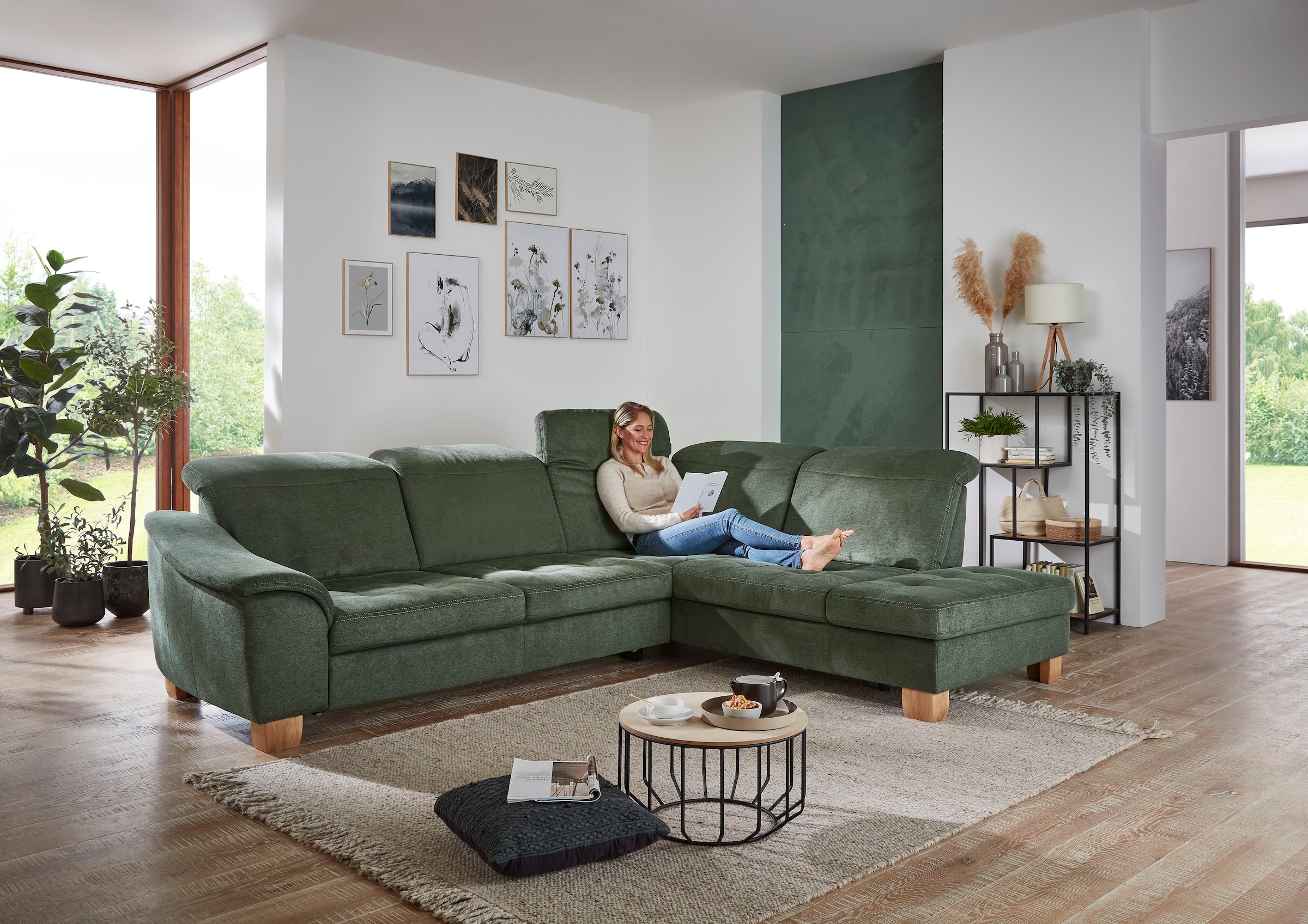 Die PlanBar Ecksofa "PP-LA23145" inkl. Kopfpolsterverstellung, Federkernpol günstig online kaufen