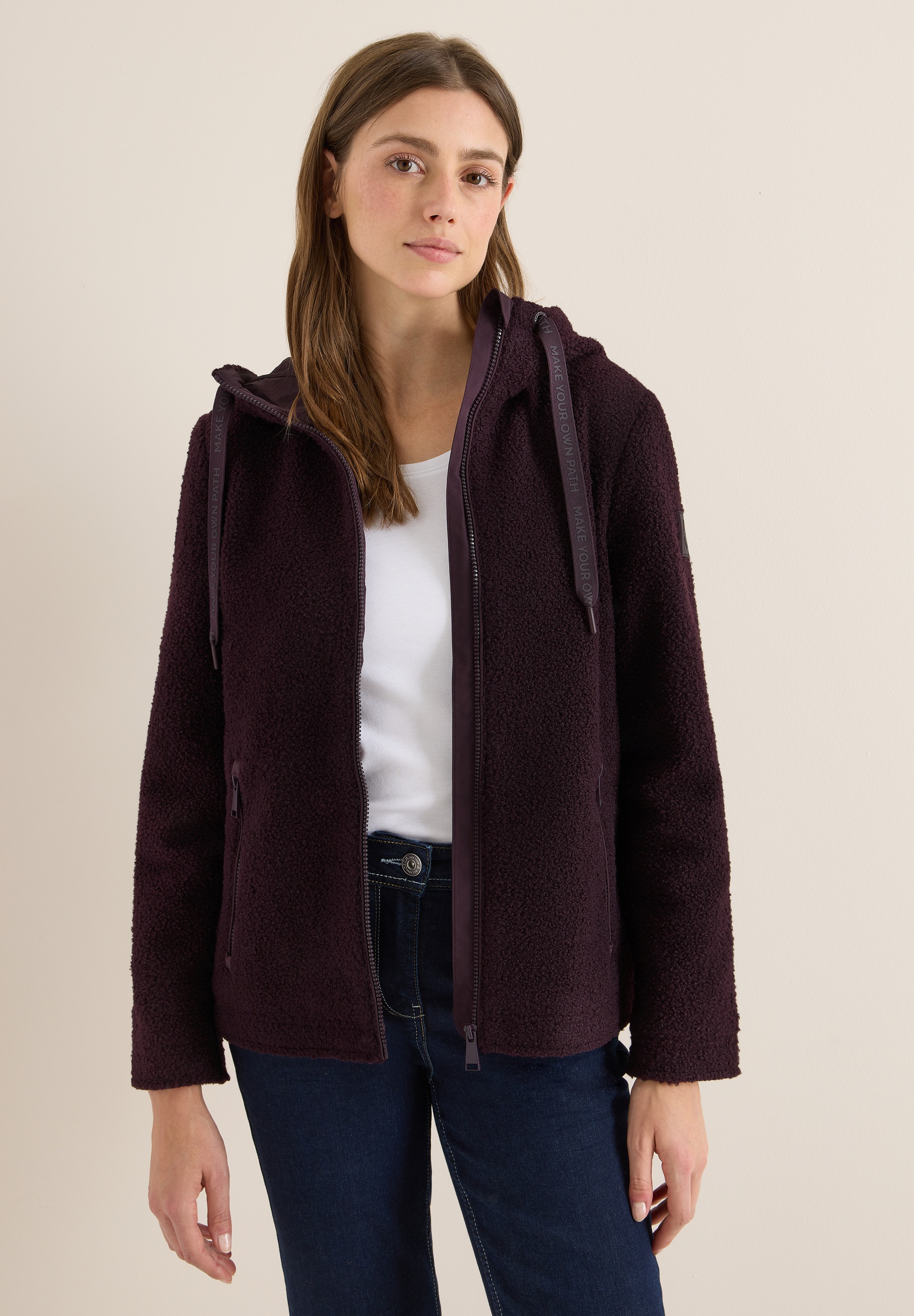 Cecil Fellimitatjacke, mit Kapuze, mit Kapuze mit Tunnelzugband günstig online kaufen