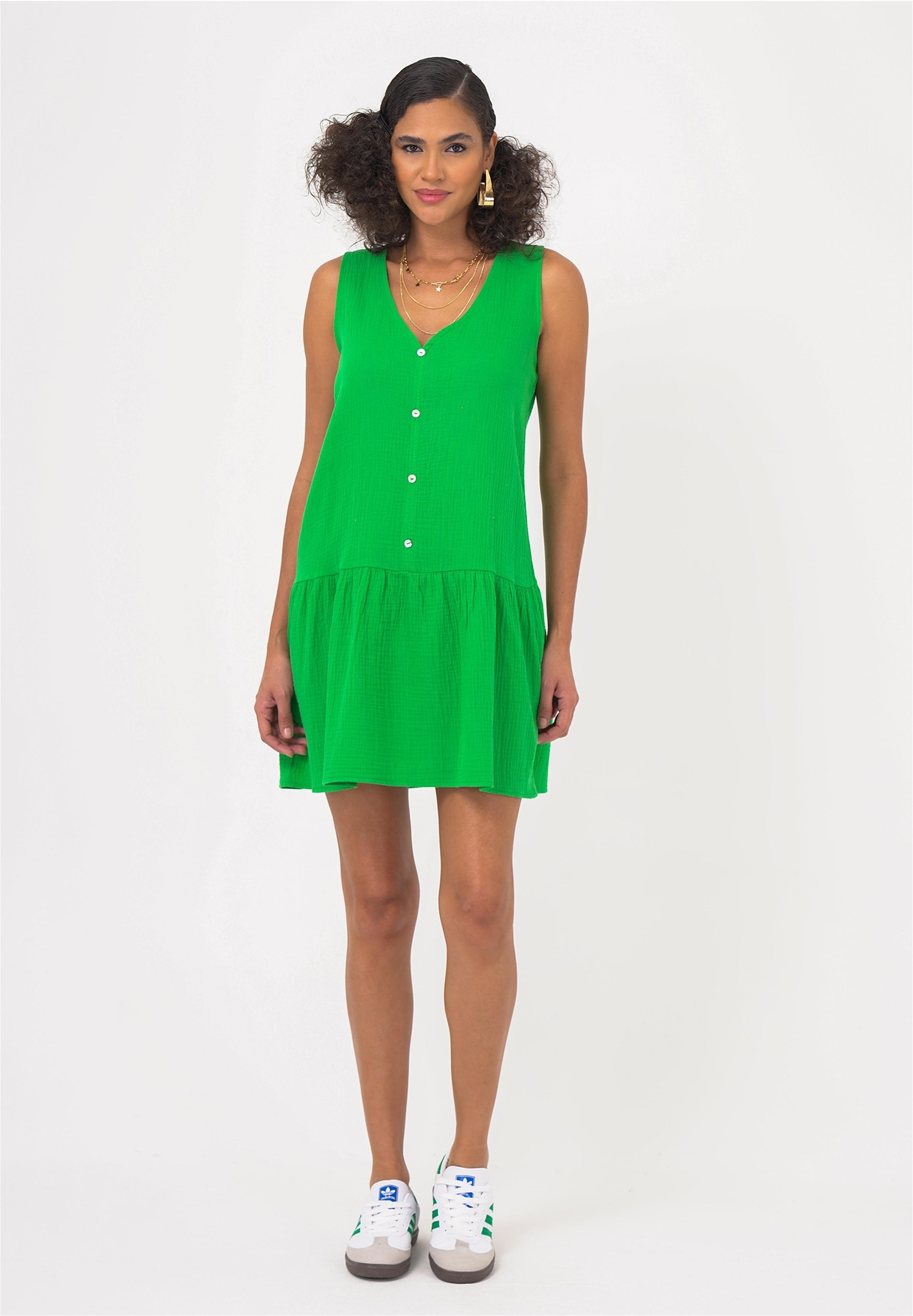 Thumbnail - freshlions Jerseykleid "Penelope" 1 Stk. tlg. mit klassischem V-Ausschnitt