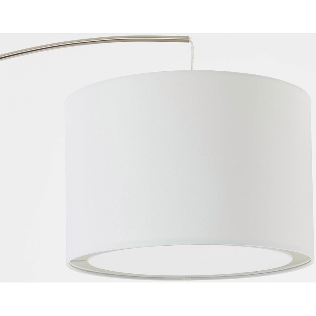Brilliant Bogenlampe »Clarie«, 1 flammig-flammig, 1,8m Höhe, E27 max. 60W, eisen/weiß, Stoffschirm, Metall/Textil