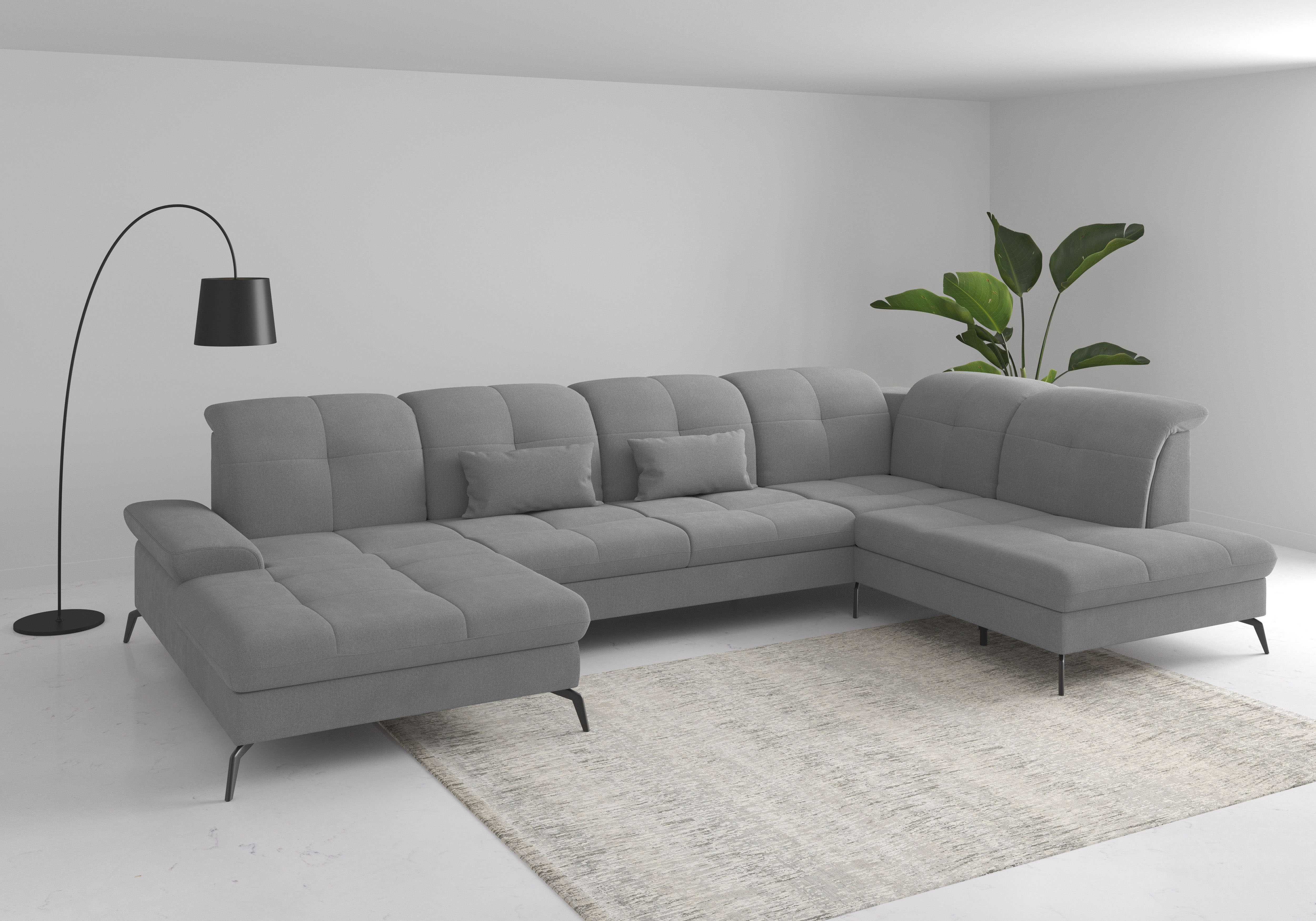 sit&more Wohnlandschaft "Amica, U-Form, inkl. Sitztiefenverstellung und Armteilverstellung" wahlweise mit Kopfteilverstellung, Schlaffunktion und Bettkasten