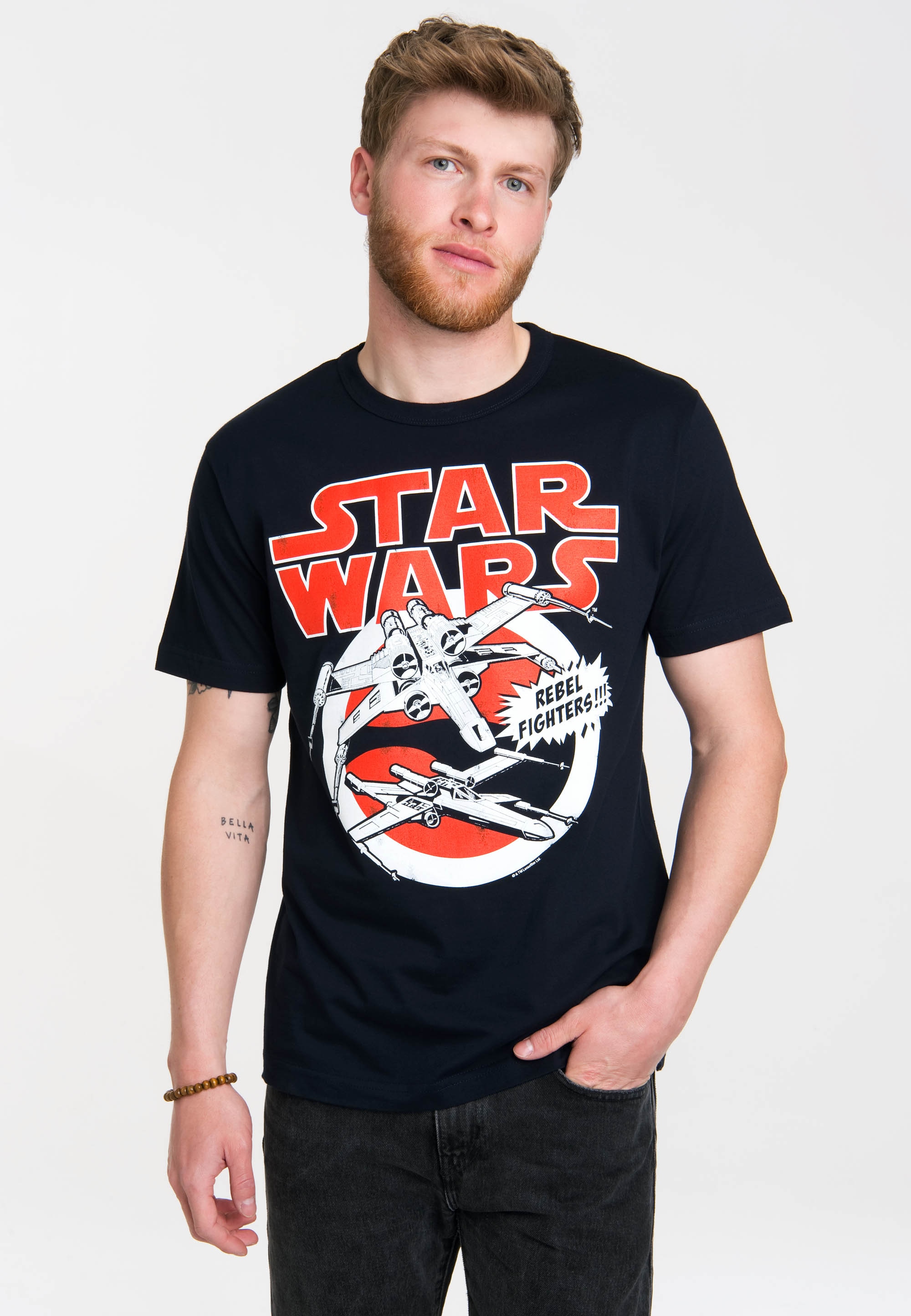 LOGOSHIRT T-Shirt »X-Wings - Krieg der Sterne«, mit coolem Frontdruck