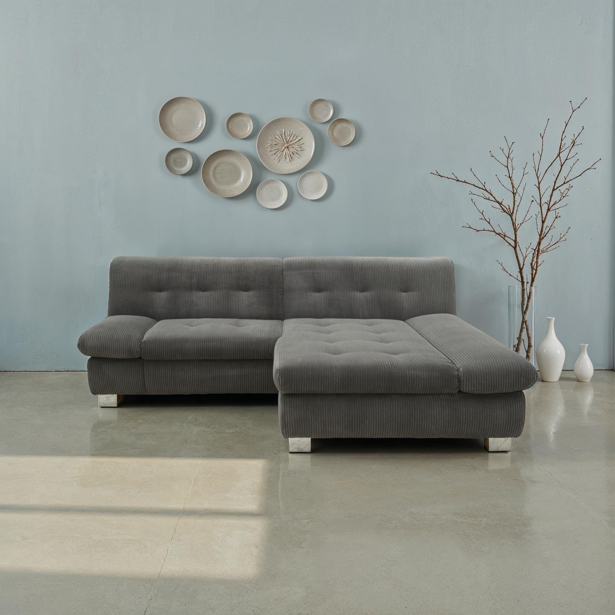 DOMO collection Ecksofa »100031 kompakte Stellmaße, komfortabel und bequem, L-Form«, wahlweise mit Bettfunktion und Armteilverstellung. Breite 234cm