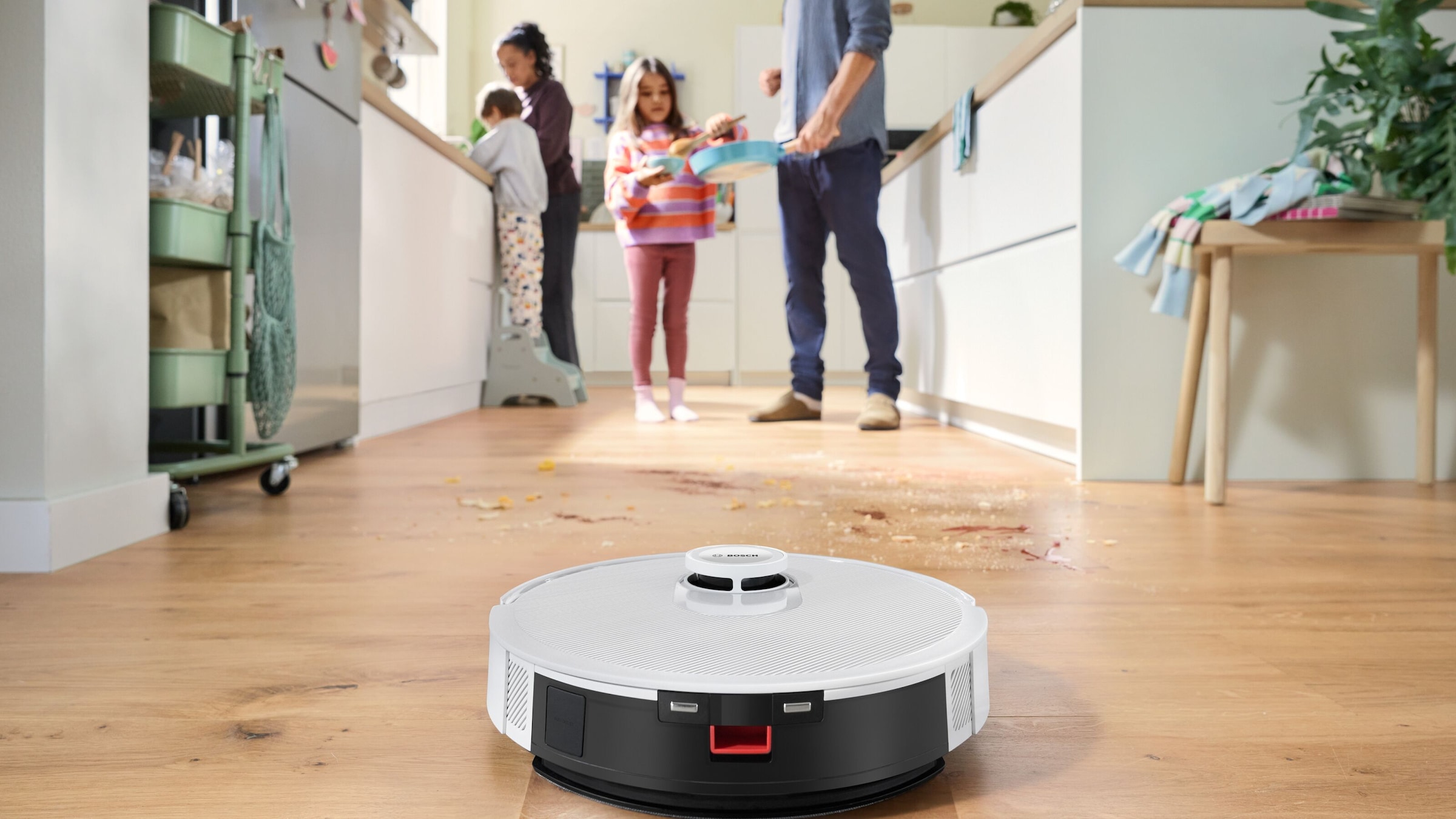 BOSCH Saugroboter »Spotless + BCRD1W, Saugroboter mit Wischfunktion, 11.000 Pa Saugkraft«, Trocken-Servicestation, Infrarot Navigation, Carbon Bürste
