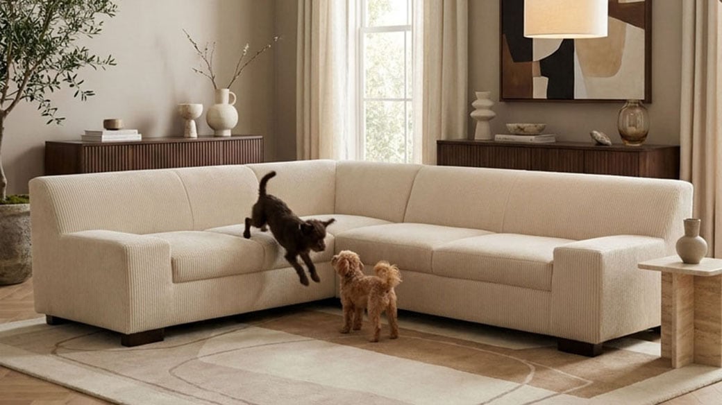 OTTO home "Faxxe 249 x 214 cm, auch mit Schlaffunktion" aus haustierfreundlichem Pet Friendly Cord, L-Form
