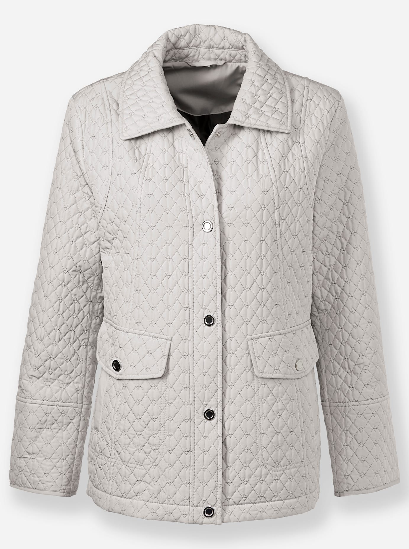 Classic Women Quilted Jacket Light Gray 52 6