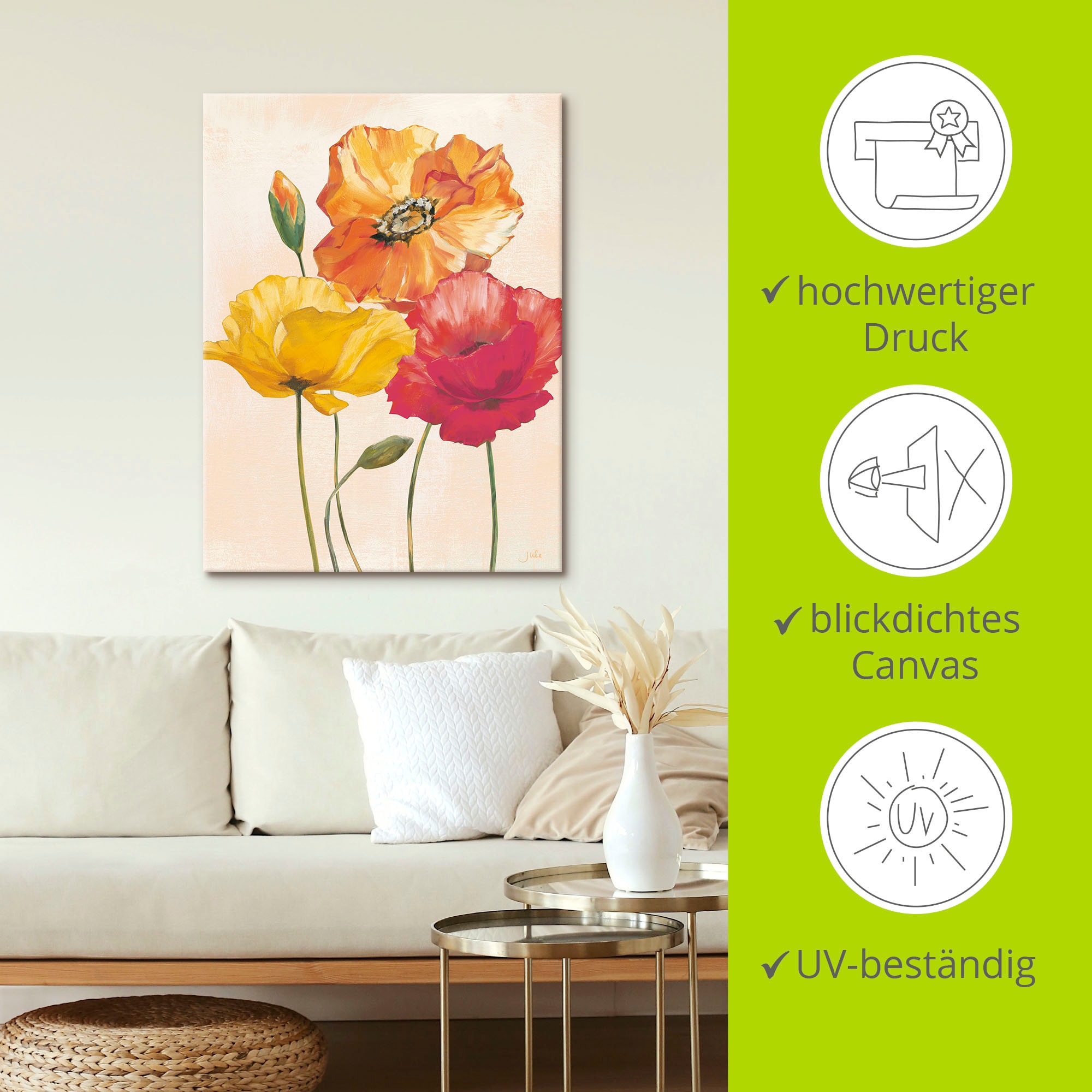 Artland Wandbild »Bunte Mohnblumen I«, Blumenbilder, (1 St.), als Alubild, Outdoorbild, Leinwandbild, Poster, Wandaufkleber