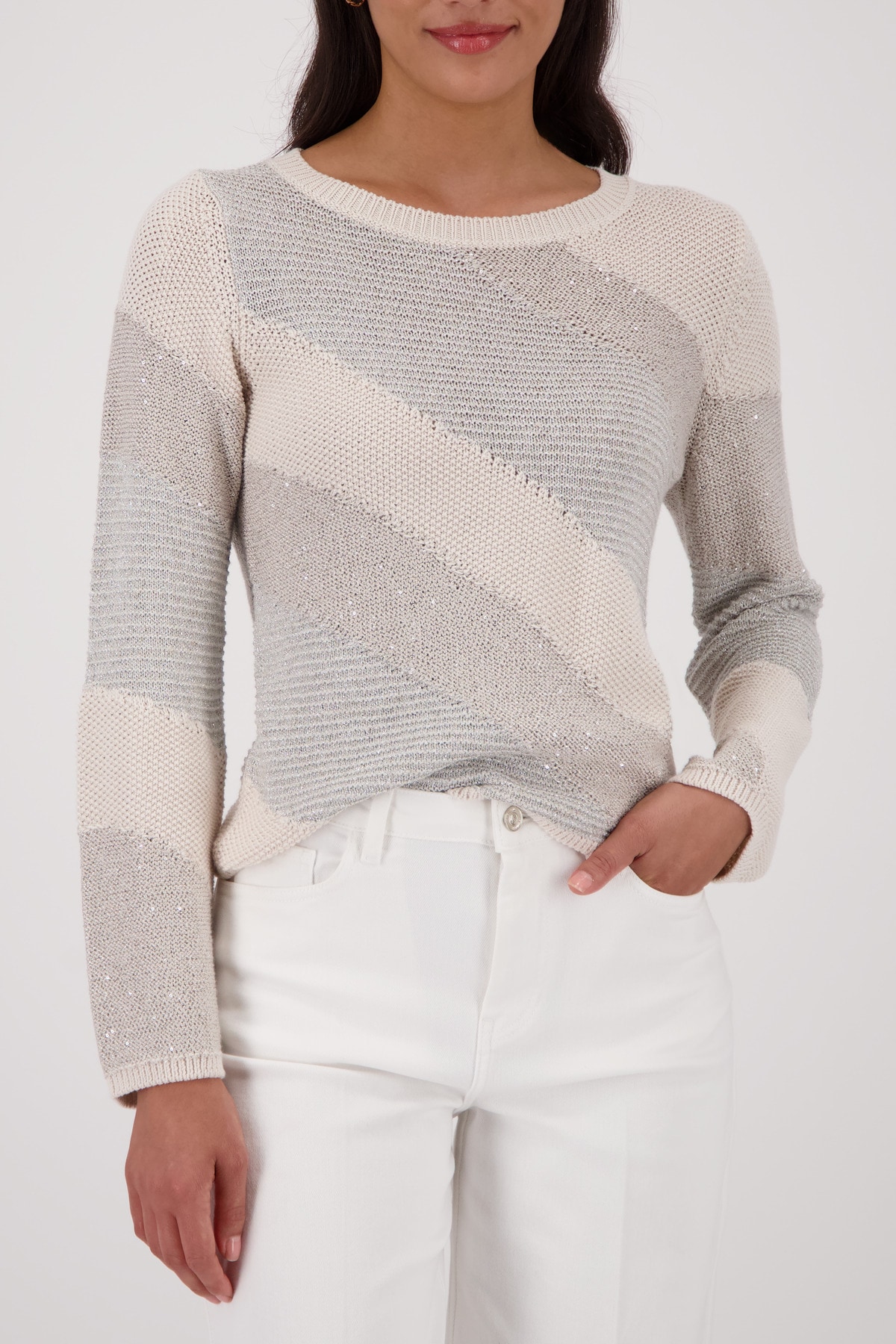 Monari Strickpullover "Pullover Materialmix" Regular fit mit Glanzdetails günstig online kaufen