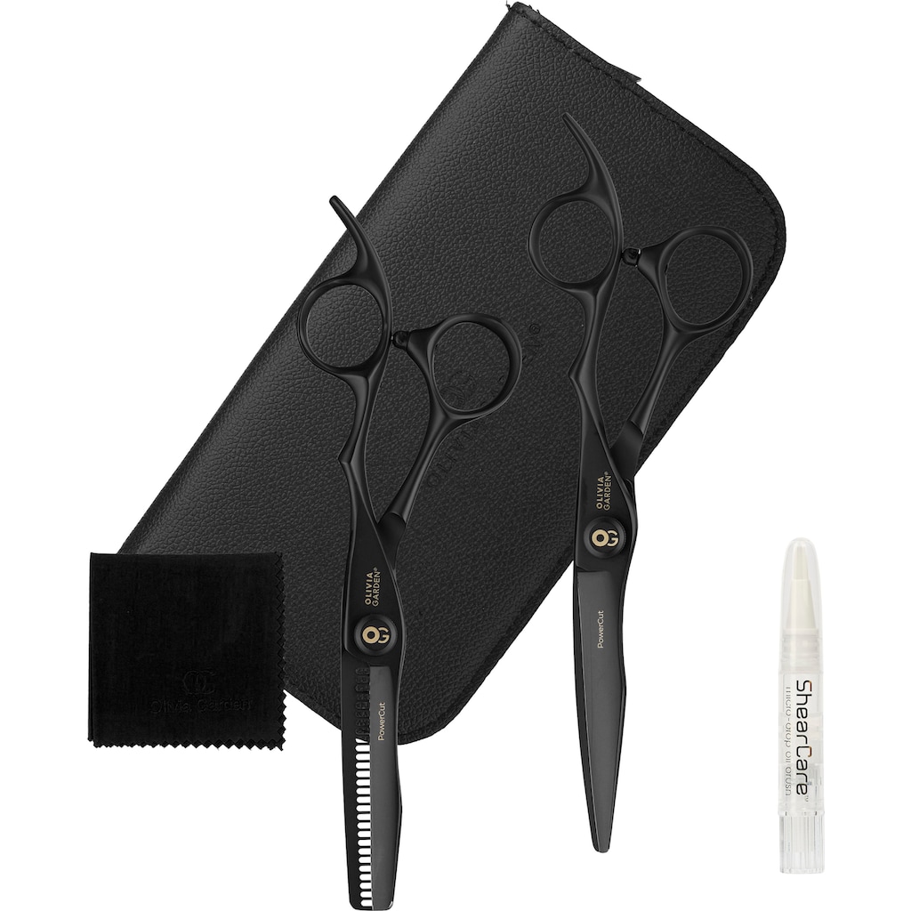 OLIVIA GARDEN Haarschere »PowerCut Matt Black 6 25 Zoll« (Set 2 tlg.) Haarschere und Modellierschere