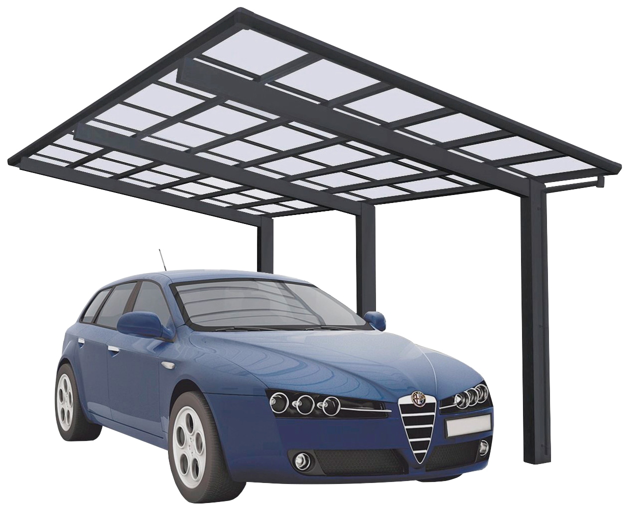 Ximax Einzelcarport "Linea Typ 110 Sonderlänge/Breite XS-schwarz", Aluminium, 227 cm, schwarz, Aluminium