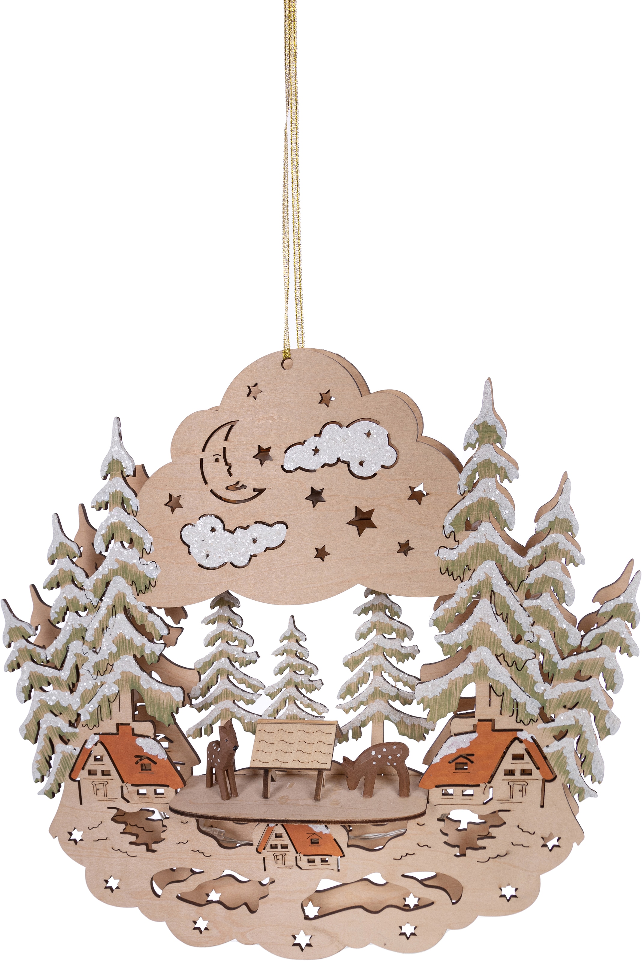 Myflair Möbel & Accessoires Dekoobjekt »Weihnachtsdeko mit LED-Beleuchtung«, aus Holz, Höhe ca. 29 cm