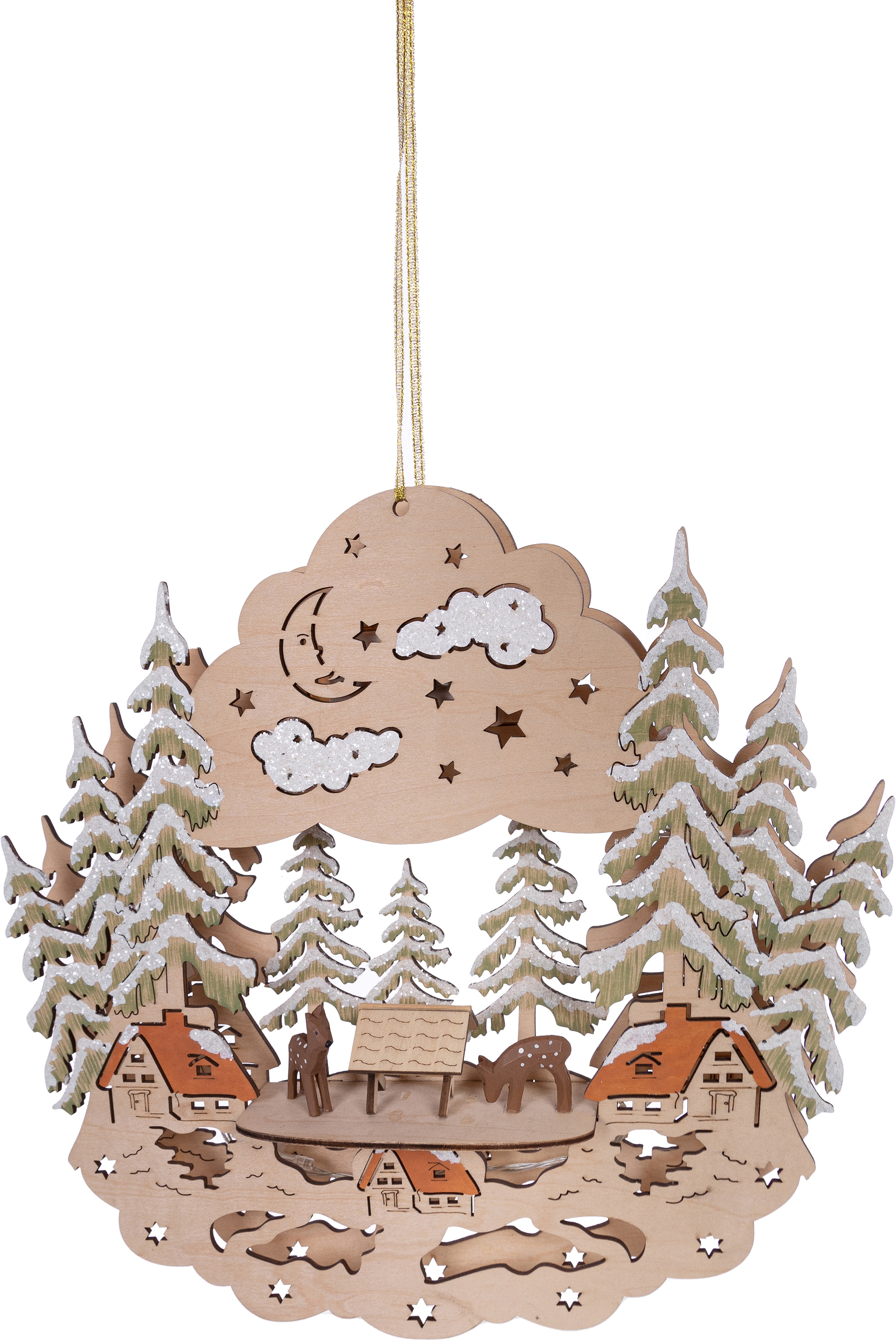 Myflair Möbel & Accessoires Dekoobjekt "Weihnachtsdeko mit LED-Beleuchtung", aus Holz, Höhe ca. 29 cm