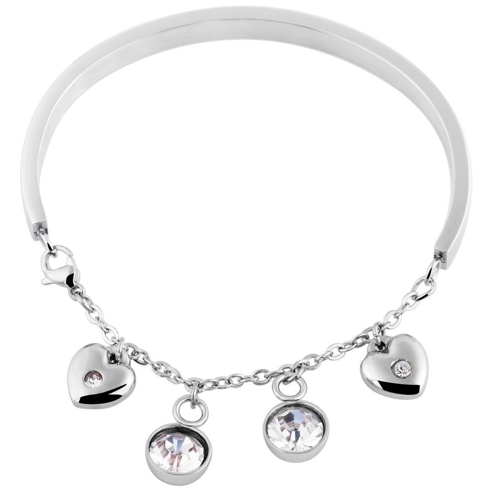 ADELIA ́S Damen Armreif "Armband – Armreif aus Edelstahl mit Strass Steinchen 17 cm", 17cm, Edelstahl, silber, Edelstahl, Armbänder, Ein kleines
