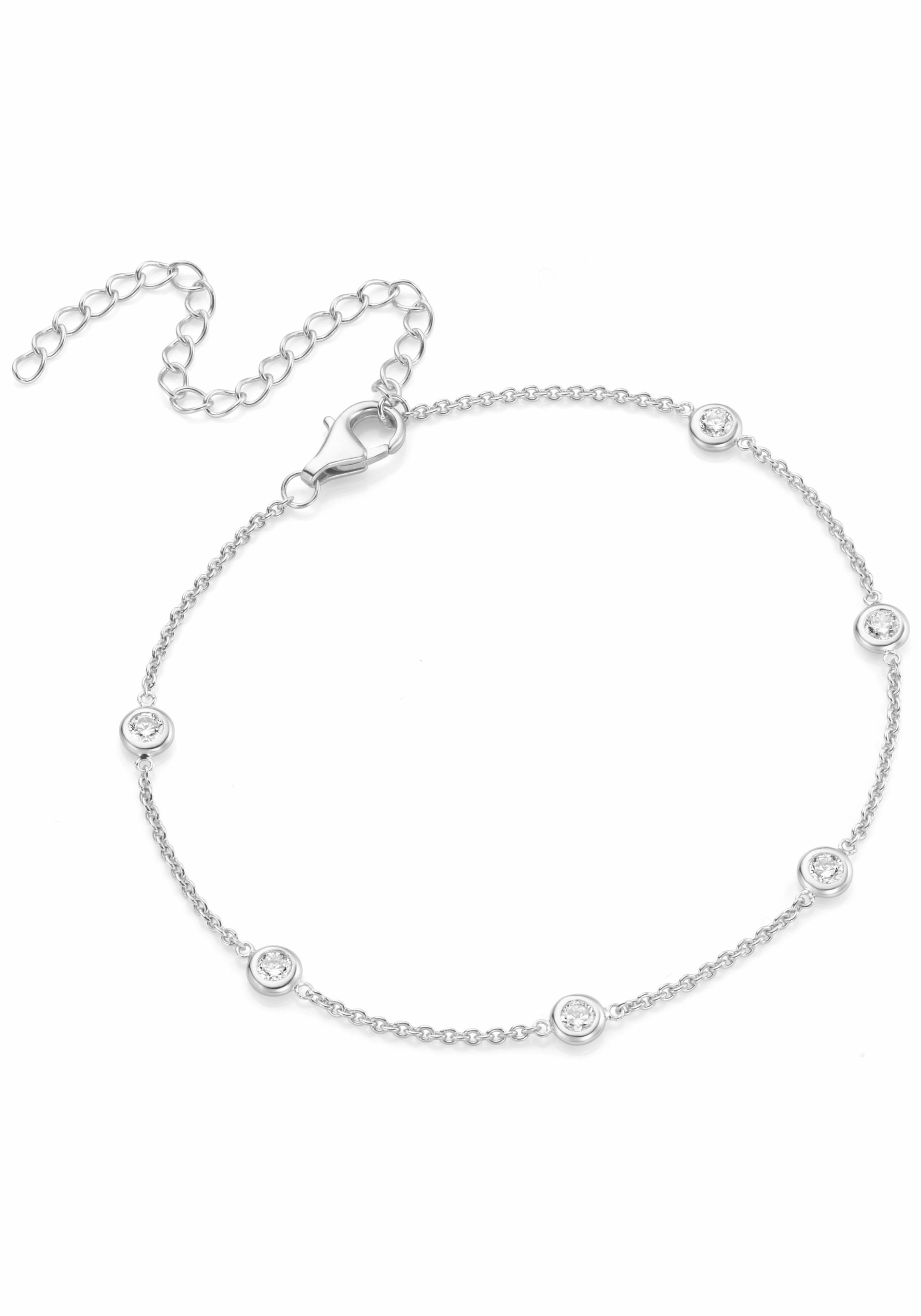 Firetti Fußkette »Schmuck Geschenk Silber 925 Körperschmuck Ankerkette«, mit Zirkonia (synth.)